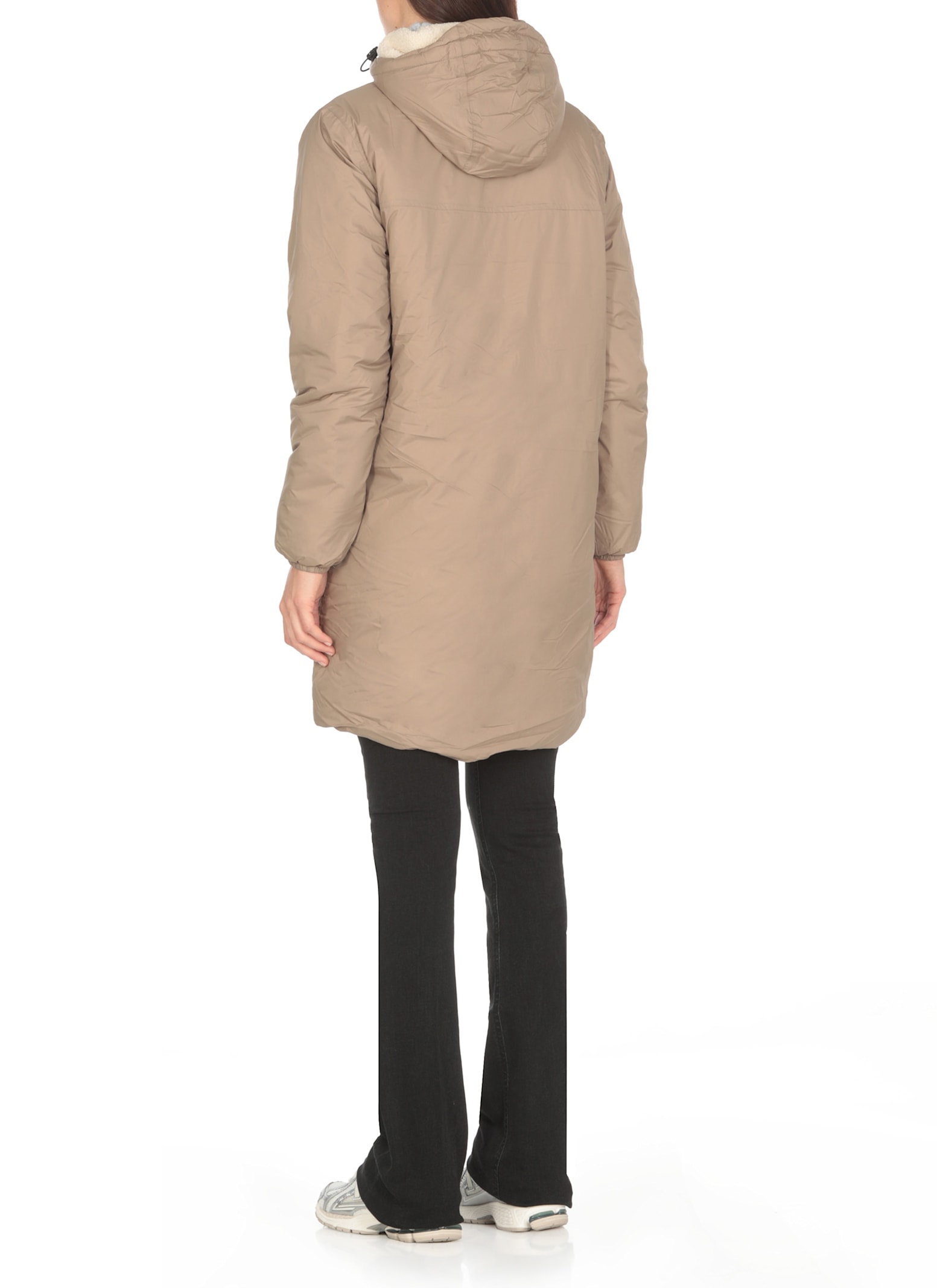 Shop K-way Le Vrai 3.0 Eiffel Orsetto Padded Coat In Beige