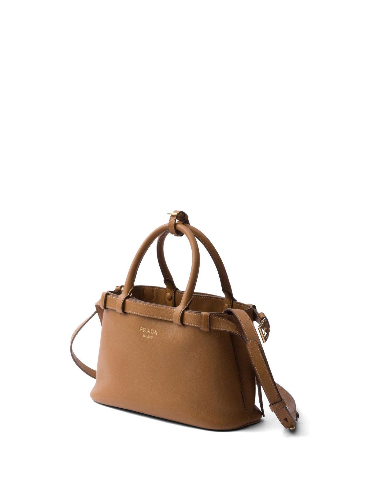 Shop Prada Logo-printed Handbag In Caramel 0