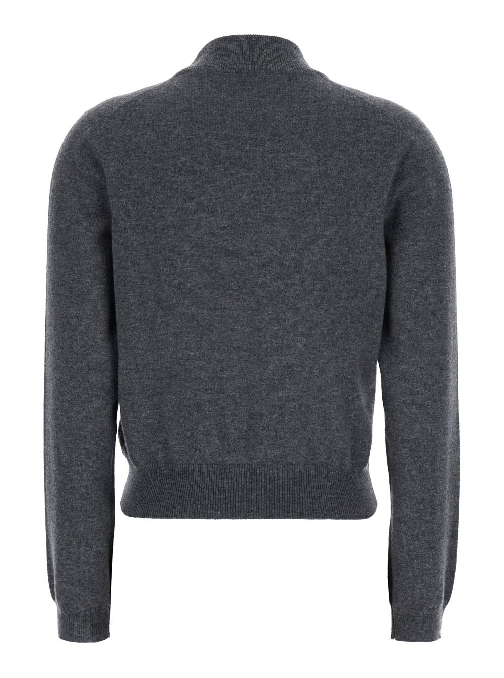 Brunello Cucinelli Grey Sweater With Mock Neck And Monil Detail On The Front In Cashmere Woman