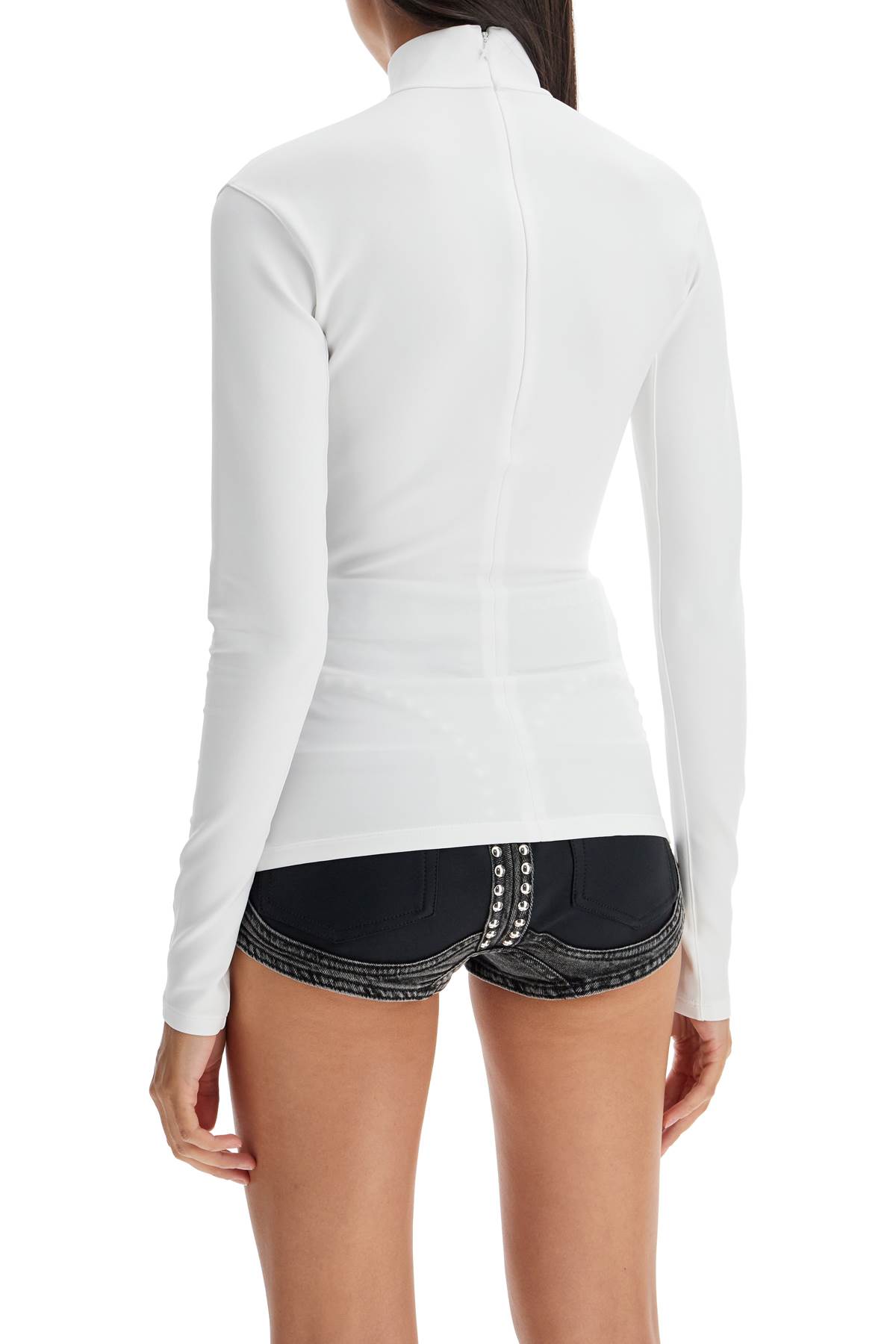 Shop Mugler Long-sleeved Star Top For In Off White (white)