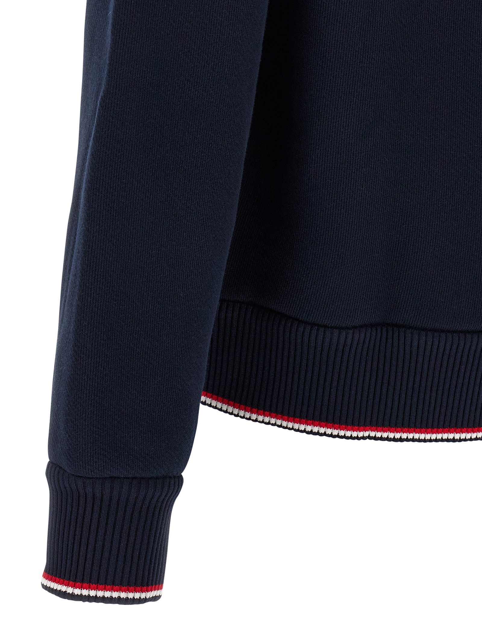 Thom Browne Chunky Loopback Jacket With Rwb Tipping Stripe In Blue