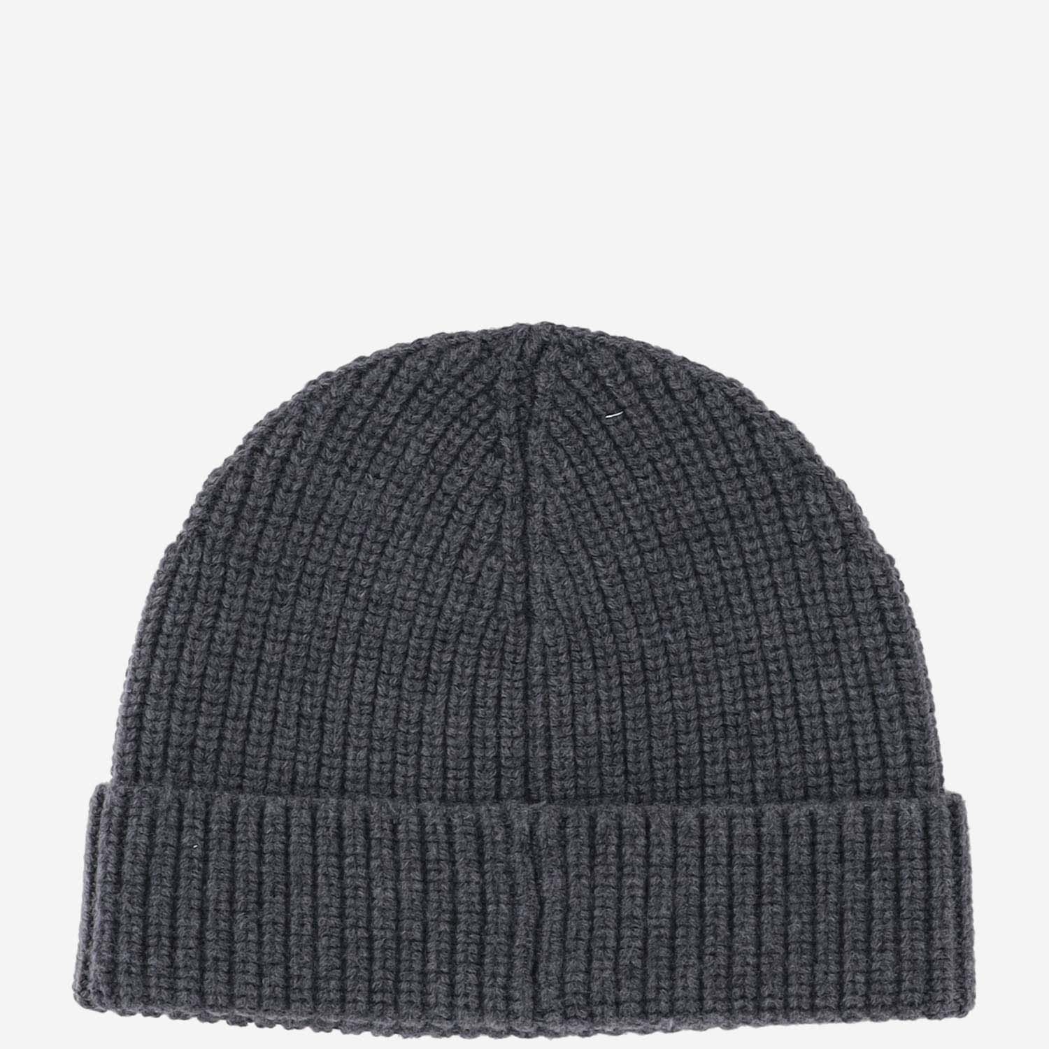 Shop Valentino Beanie With Metal Logo In Grey