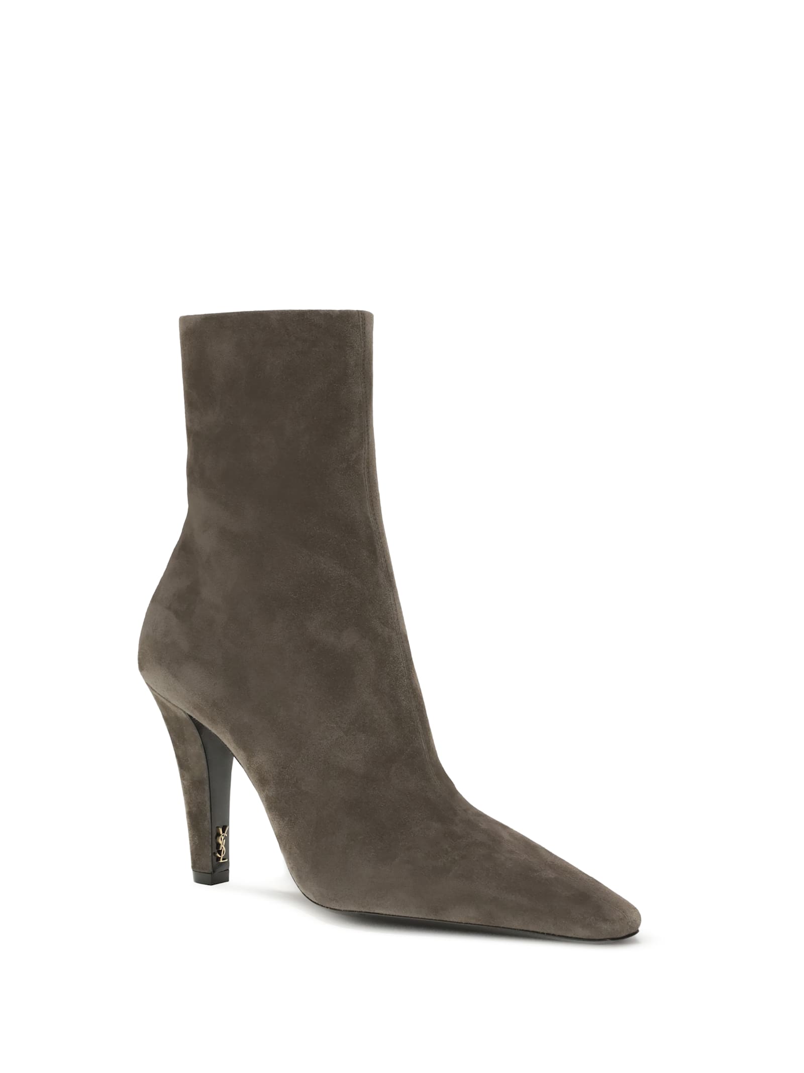 Saint Laurent Jill Suede Ankle Boots In Green