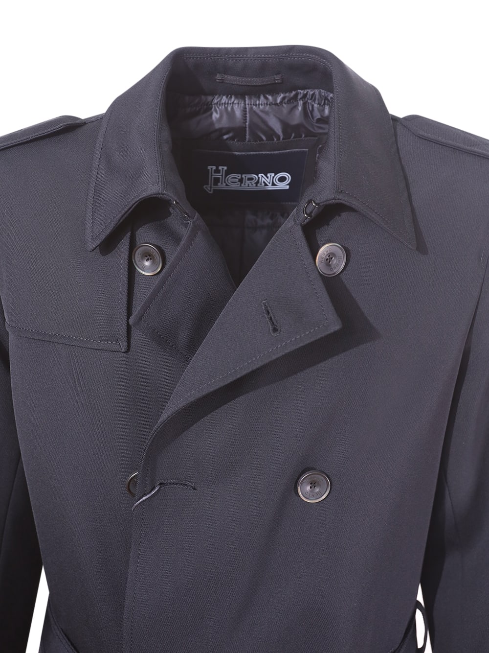 Shop Herno Double-breasted Raincoat In Black