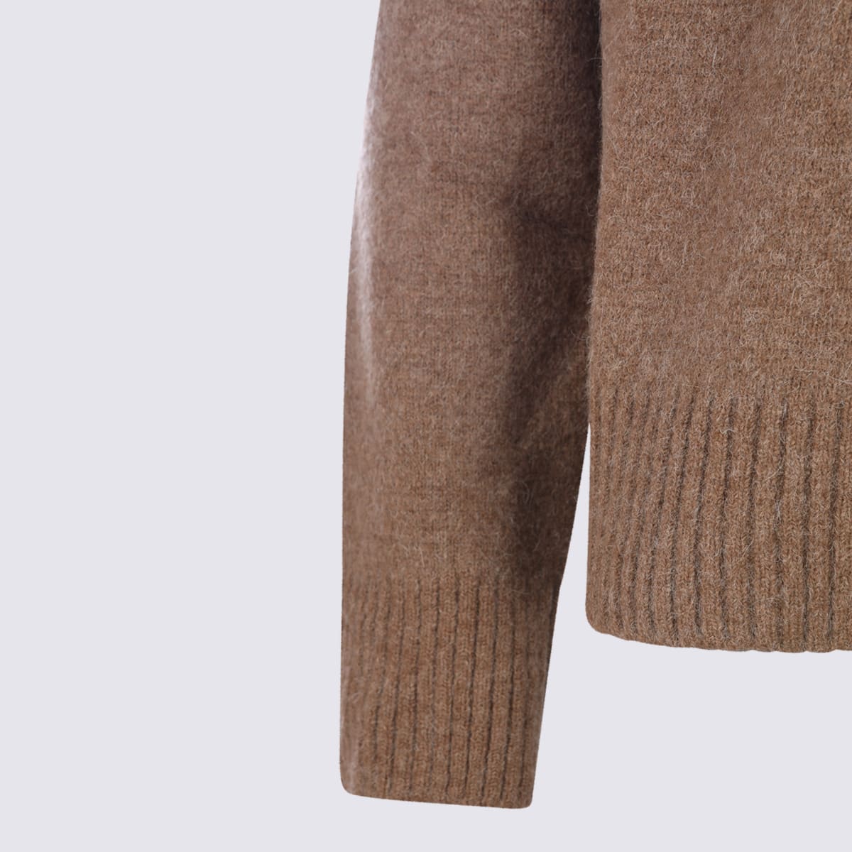 Ami Alexandre Mattiussi Brown Alpaca Ami De Coeur Crewneck Sweater Brown In Gold
