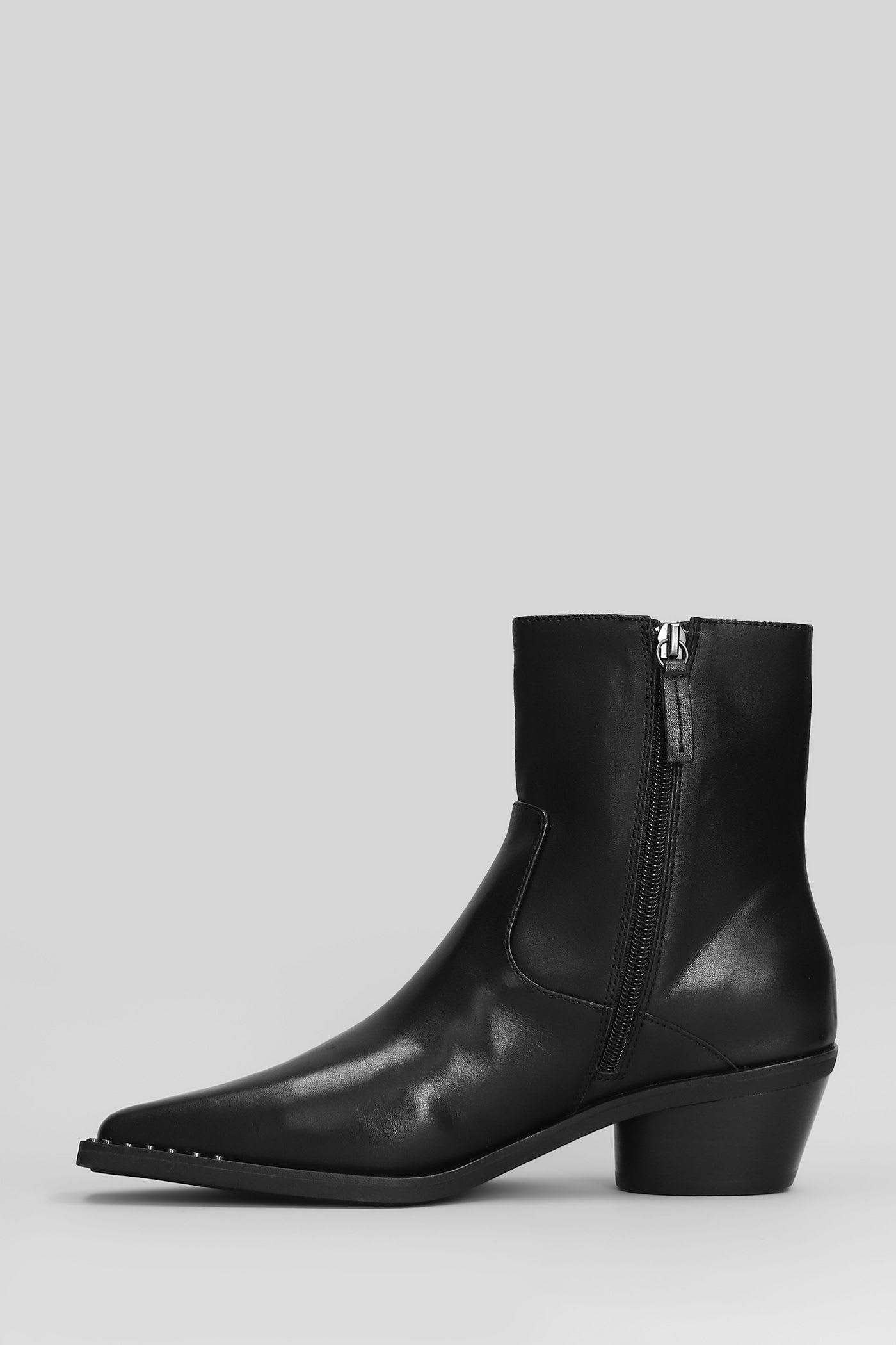 Ash Hasley High Heels Ankle Boots In Black Leather In Black