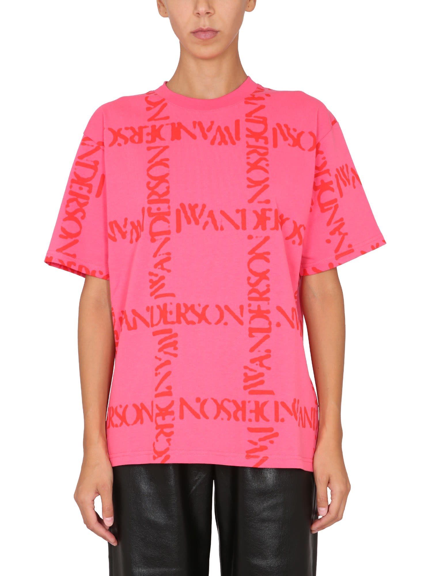 JW ANDERSON T-SHIRT WITH ALL OVER LOGO