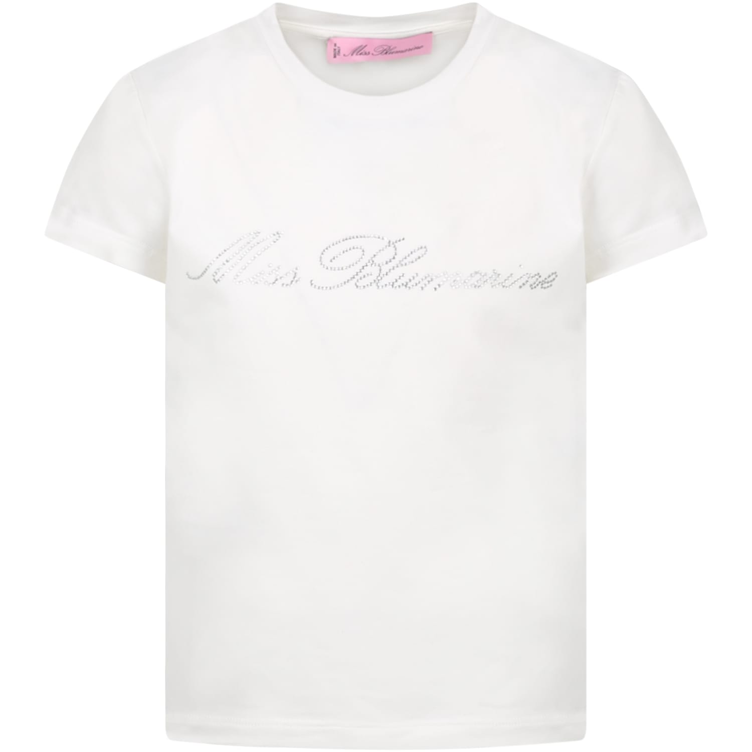 Blumarine Ivory T-shirt For Girl With Logo