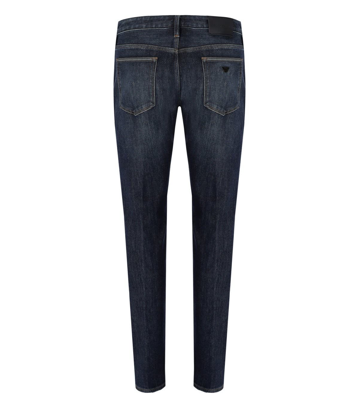 Shop Emporio Armani J75 Dark Blue Jeans In Denim Blu Md
