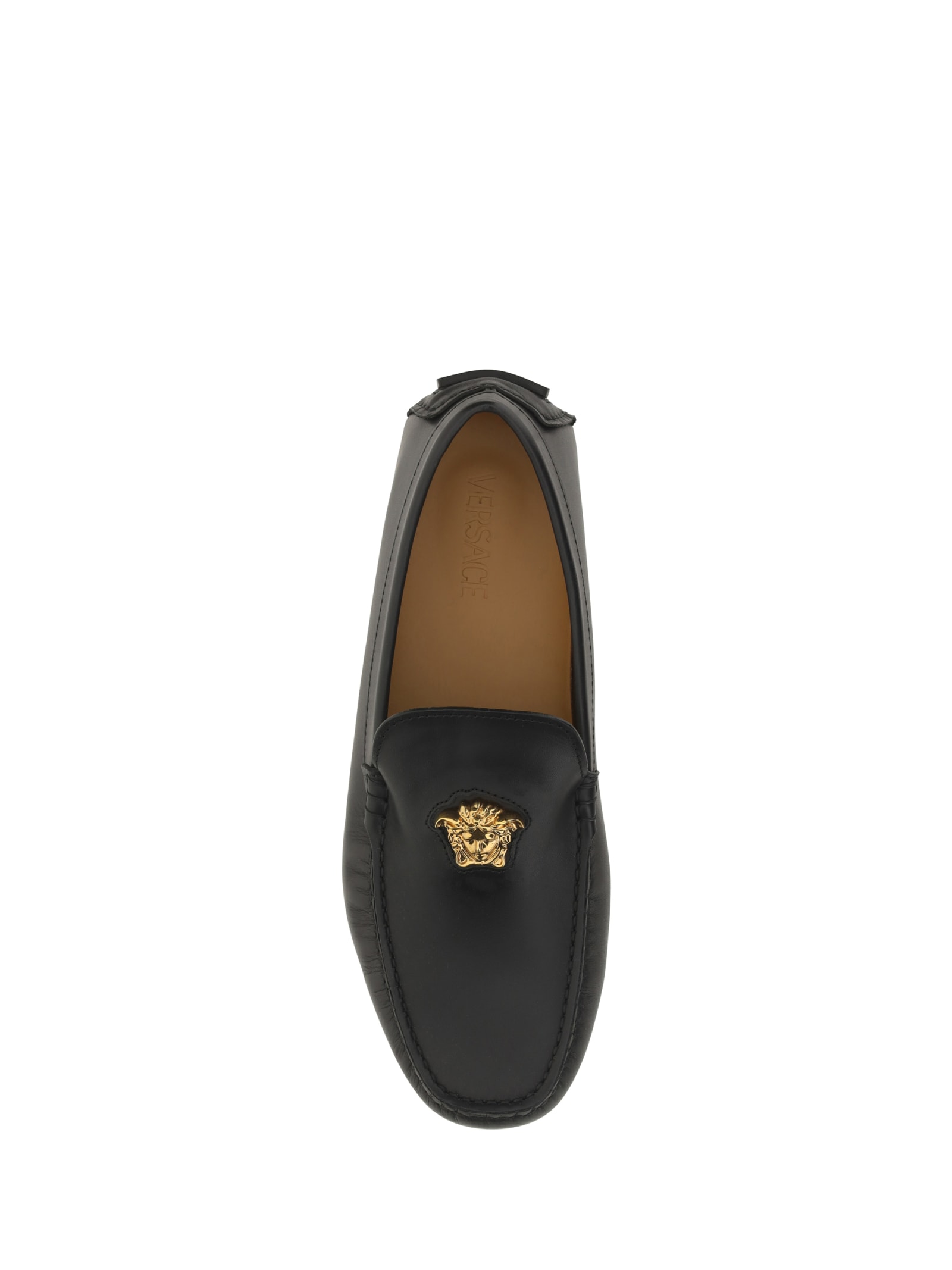 Shop Versace Loafers In Nero