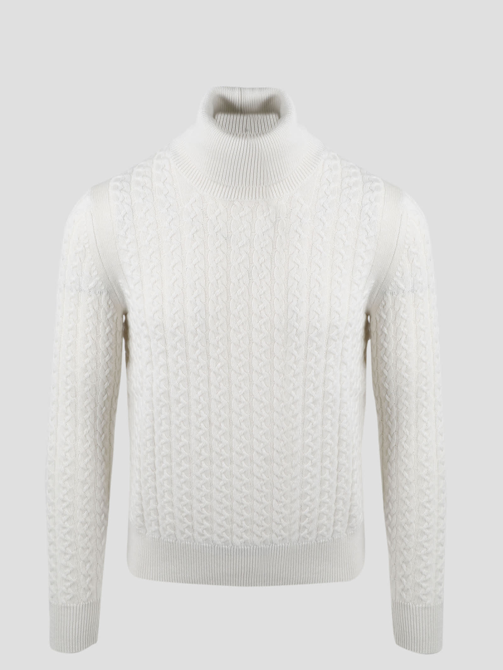 Paolo Pecora Cable Knit Turtleneck Sweater