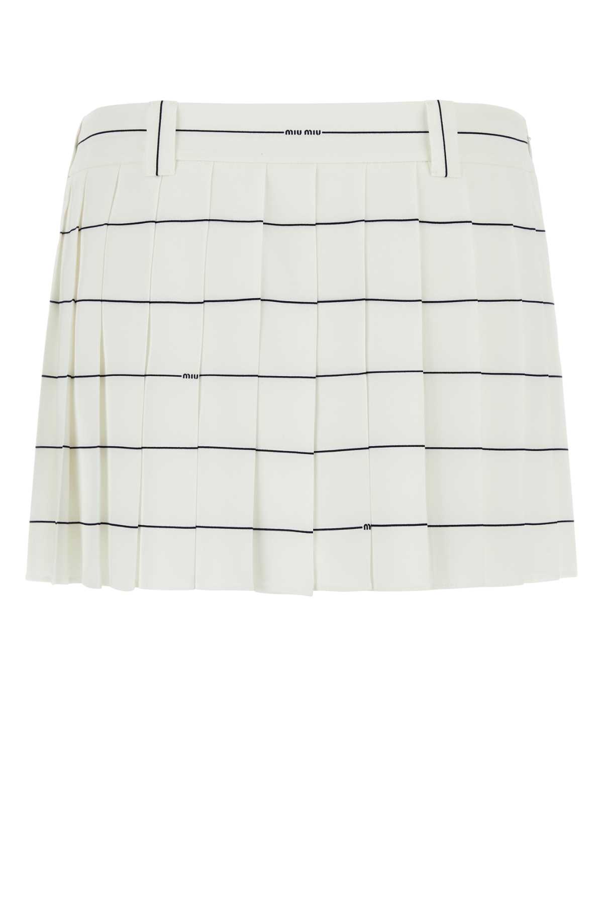 Shop Miu Miu Printed Crepe Mini Skirt In Biancoblu