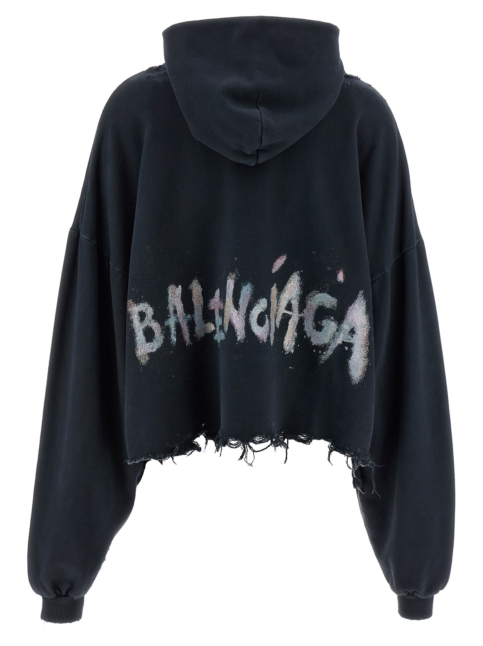 Balenciaga Distressed Nail Polish Hoodie With Front Pocket