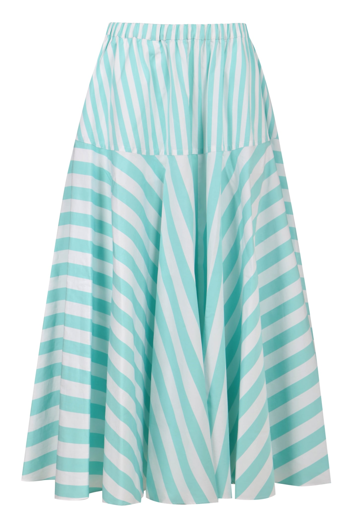 Patou Printed Cotton Skirt In Light Blue