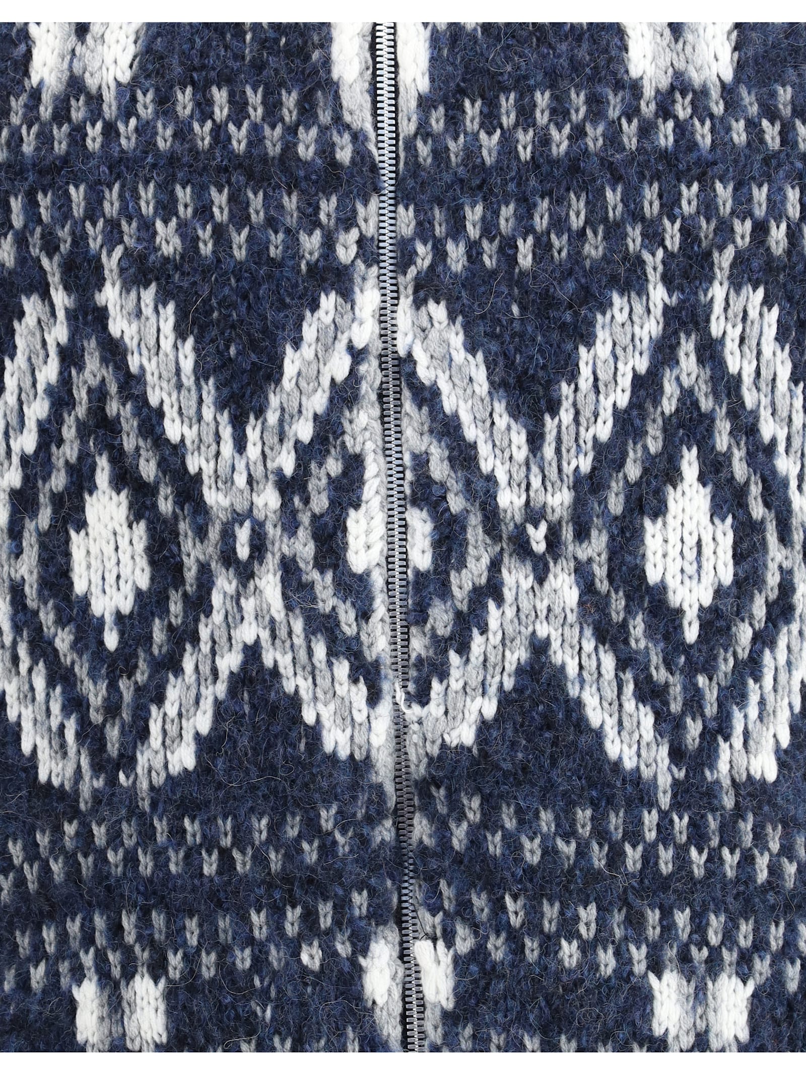 Brunello Cucinelli Geometric Jacquard Cardigan In Wool And Cashmere