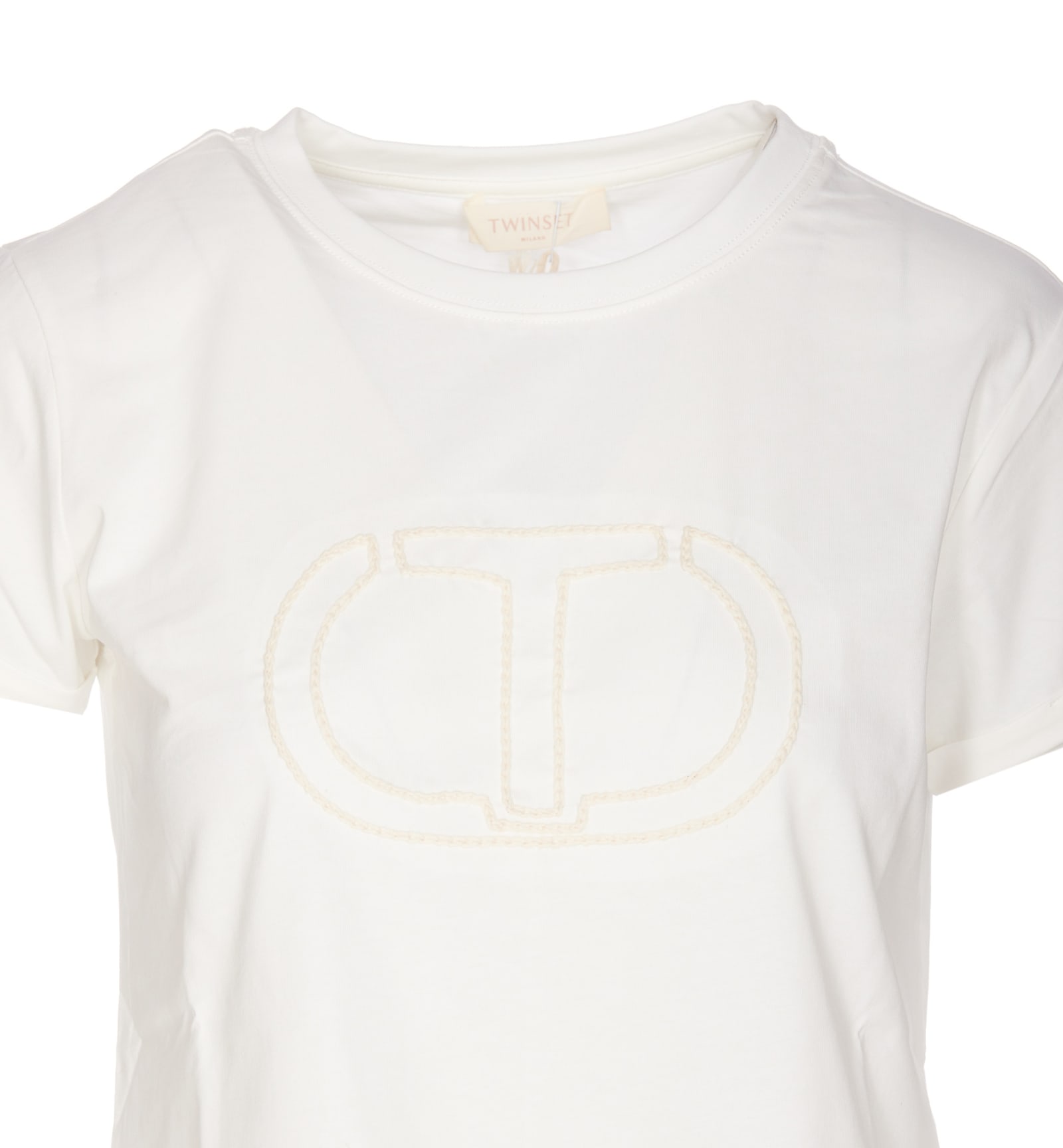 Shop Twinset Oval T Embroidered Logo T-shirt In White