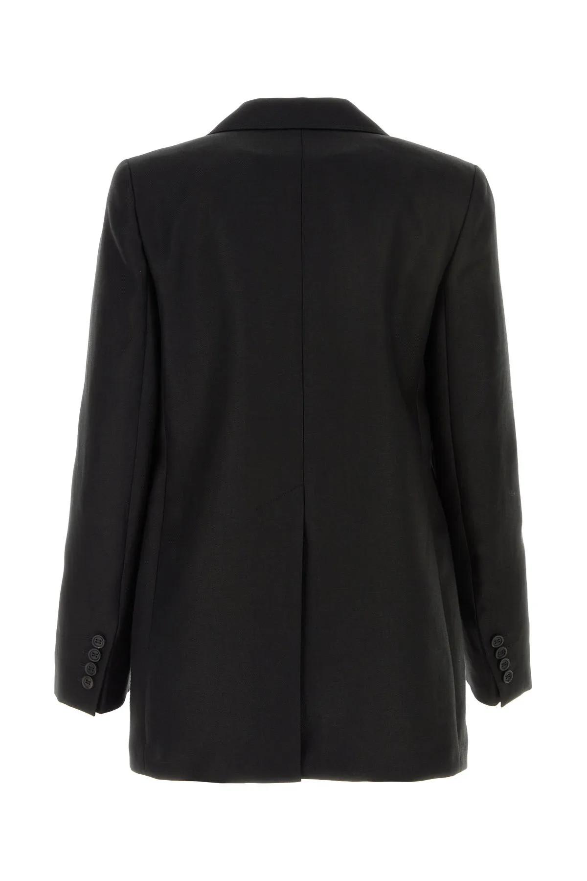 Max Mara Single-breasted Envers Satin Jacket In Nero