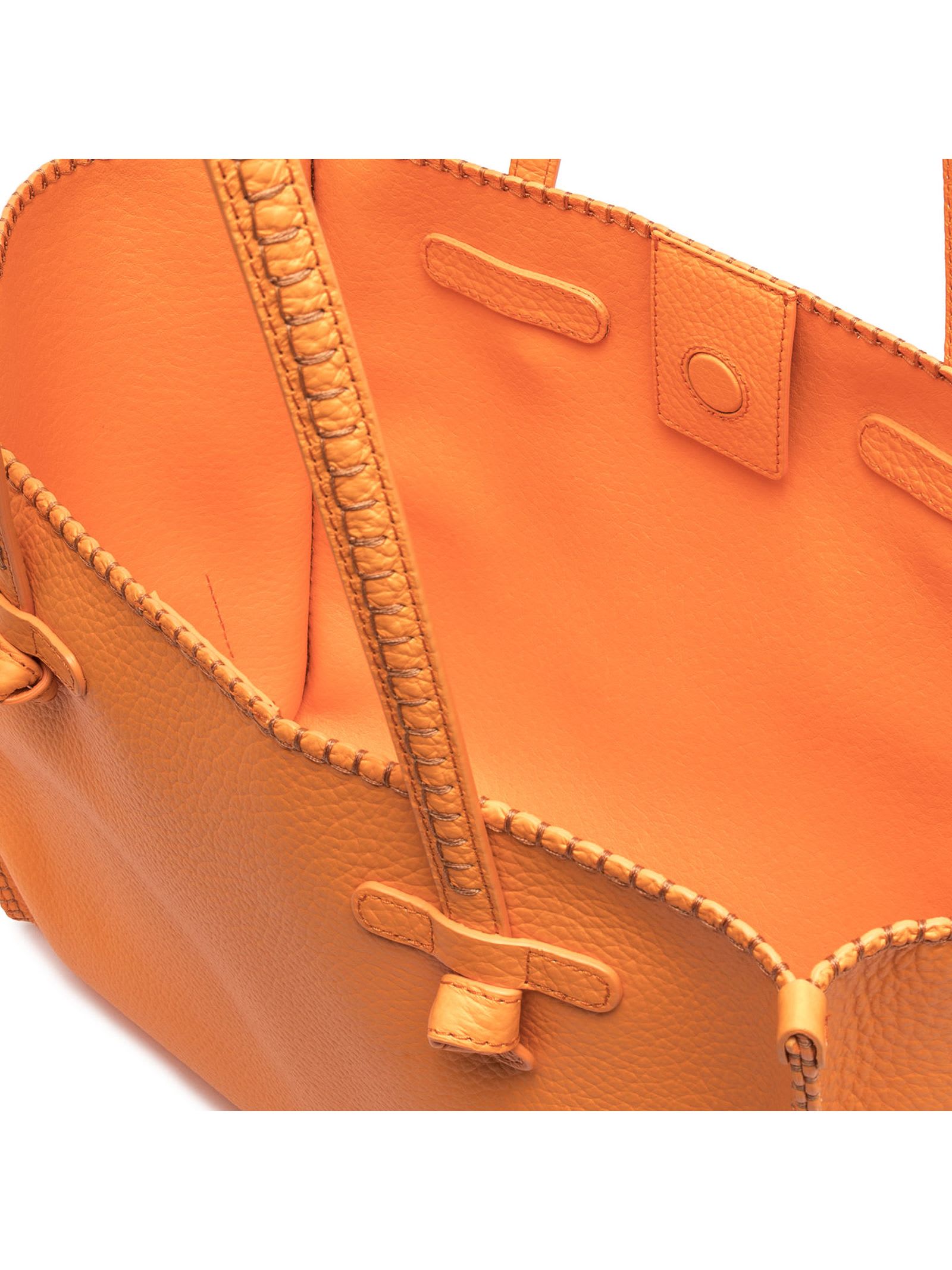 Shop Gianni Chiarini Orange Soft Leather Shopping Bag In Flame Orange