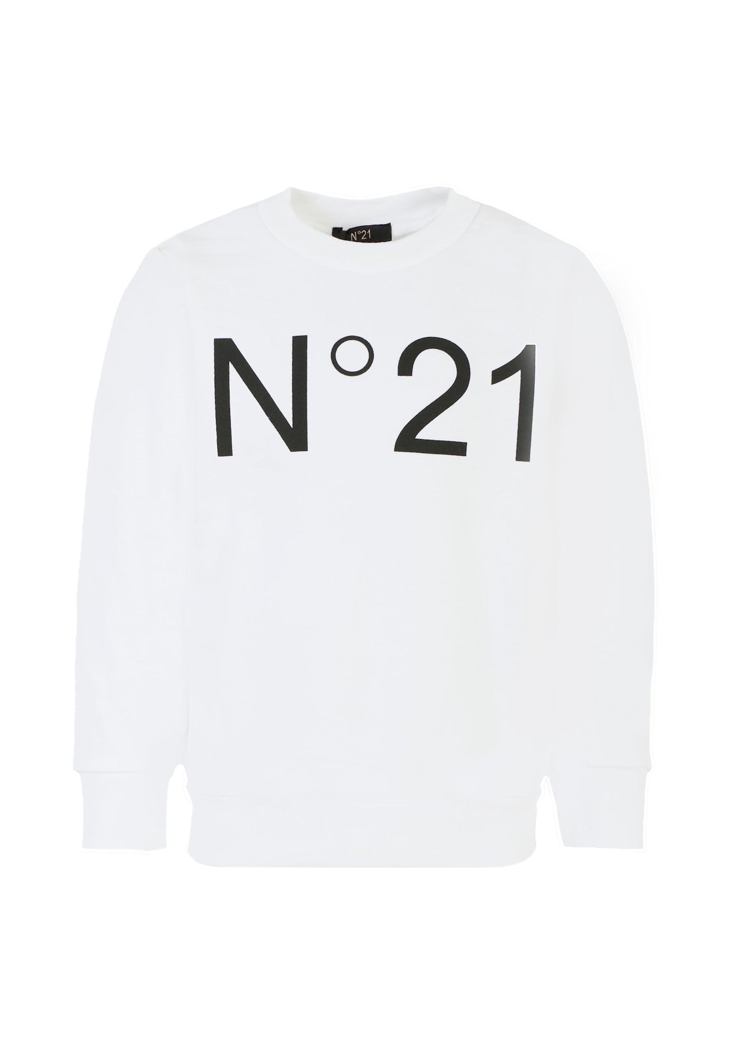 N°21 Kids' White Sweatshirt For Girl With Logo