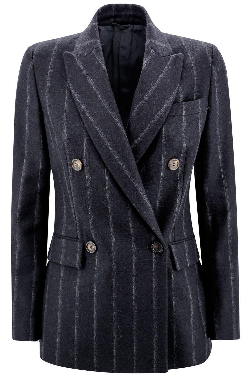 Pinstriped Straight Hem Blazer