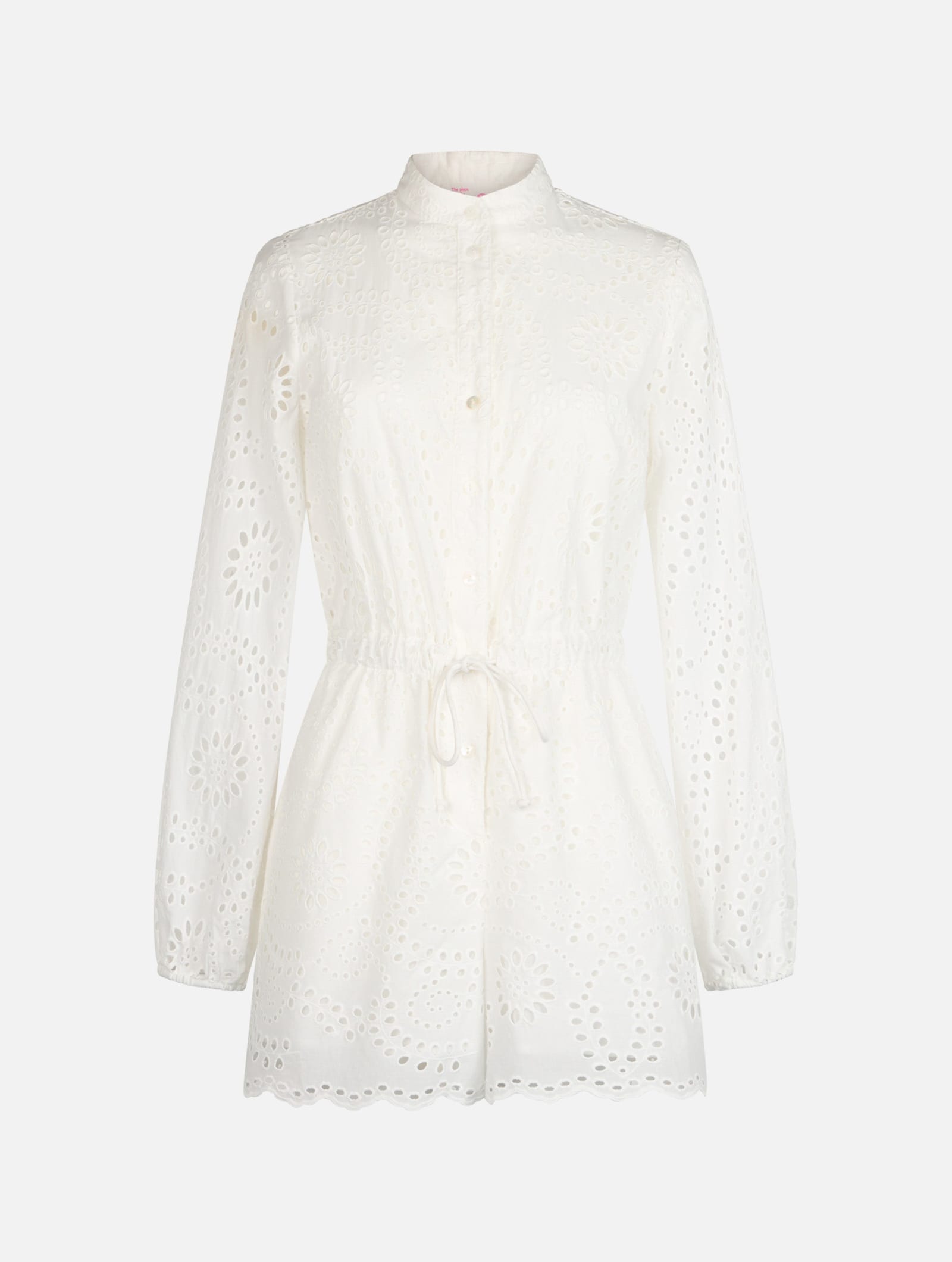 Shop Mc2 Saint Barth Woman White Sangallo Lace Cotton Playsuit Julian