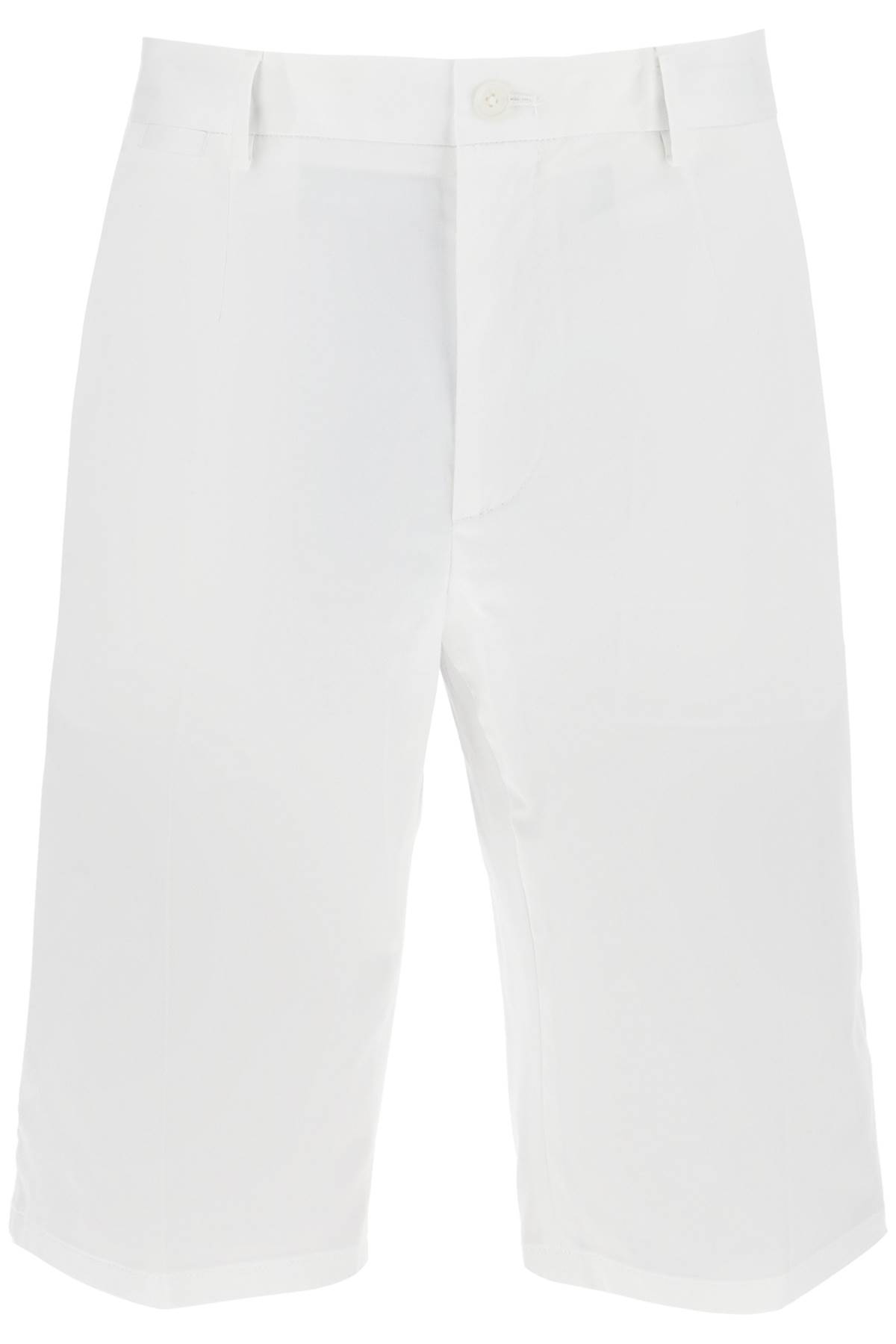 Shop Dolce & Gabbana Stretch Cotton Bermuda Shorts In Bianco Ottico (white)