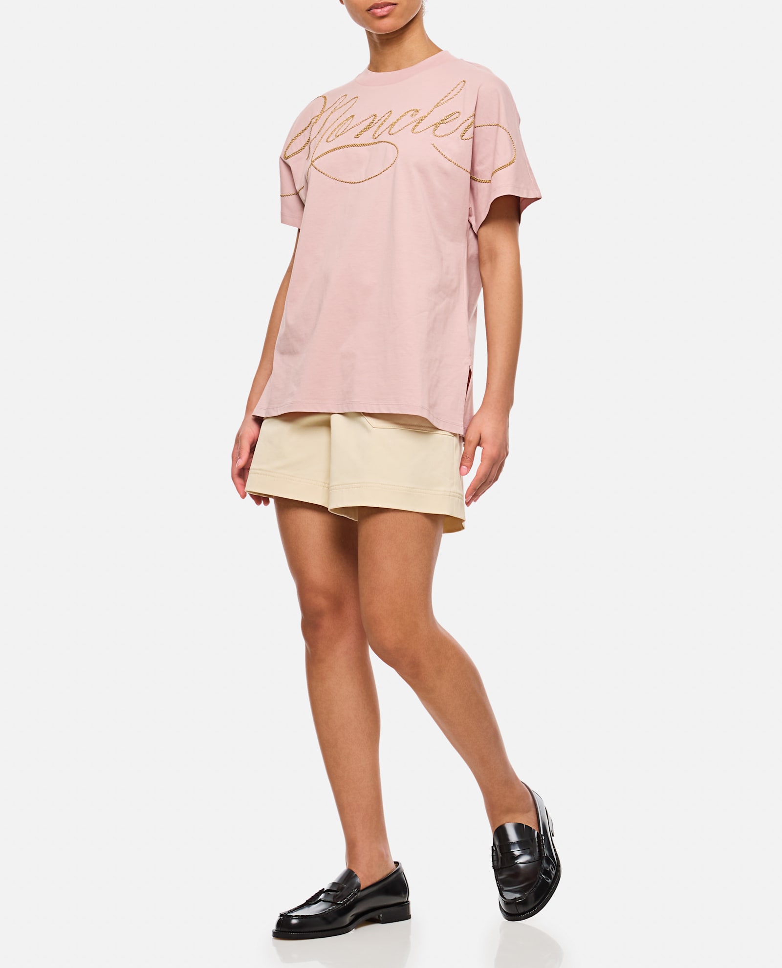 Moncler Women Logo T-shirt In Pink