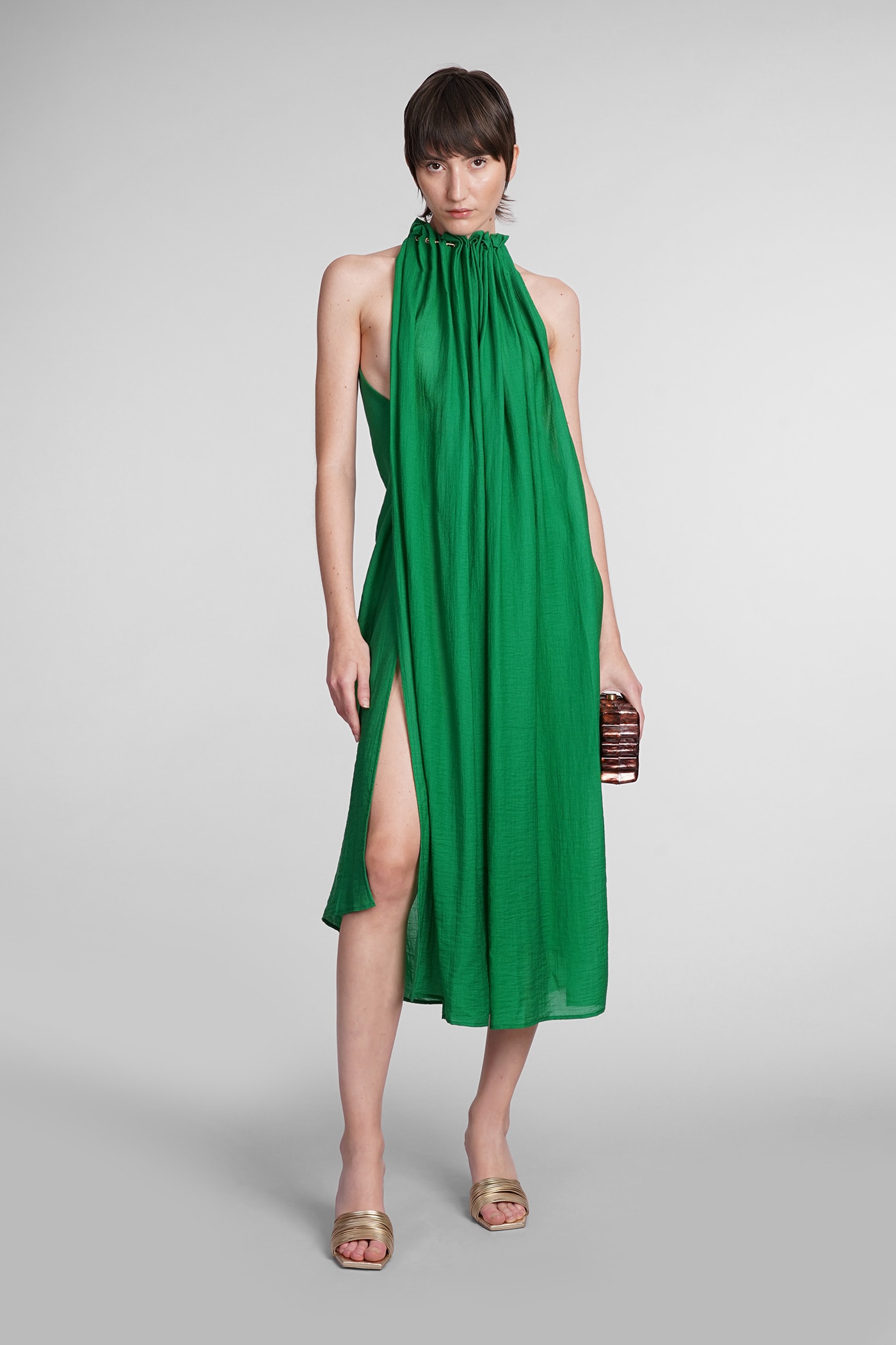 Shop Cult Gaia Ree Dress In Green Wool And Polyester
