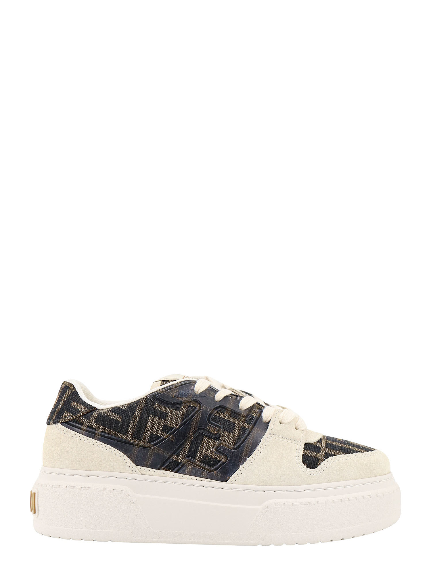 Shop Fendi Match Sneakers In Beige