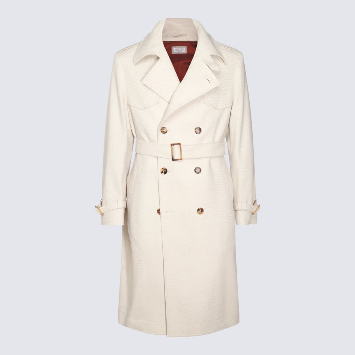 Shop Brunello Cucinelli White Wool Coats