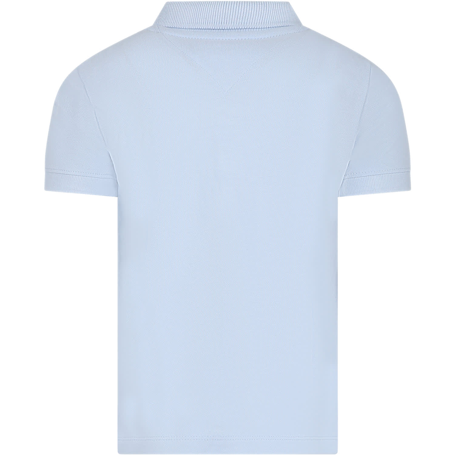 Shop Tommy Hilfiger Sky Blue Polo Shirt For Boy With Logo In Light Blue