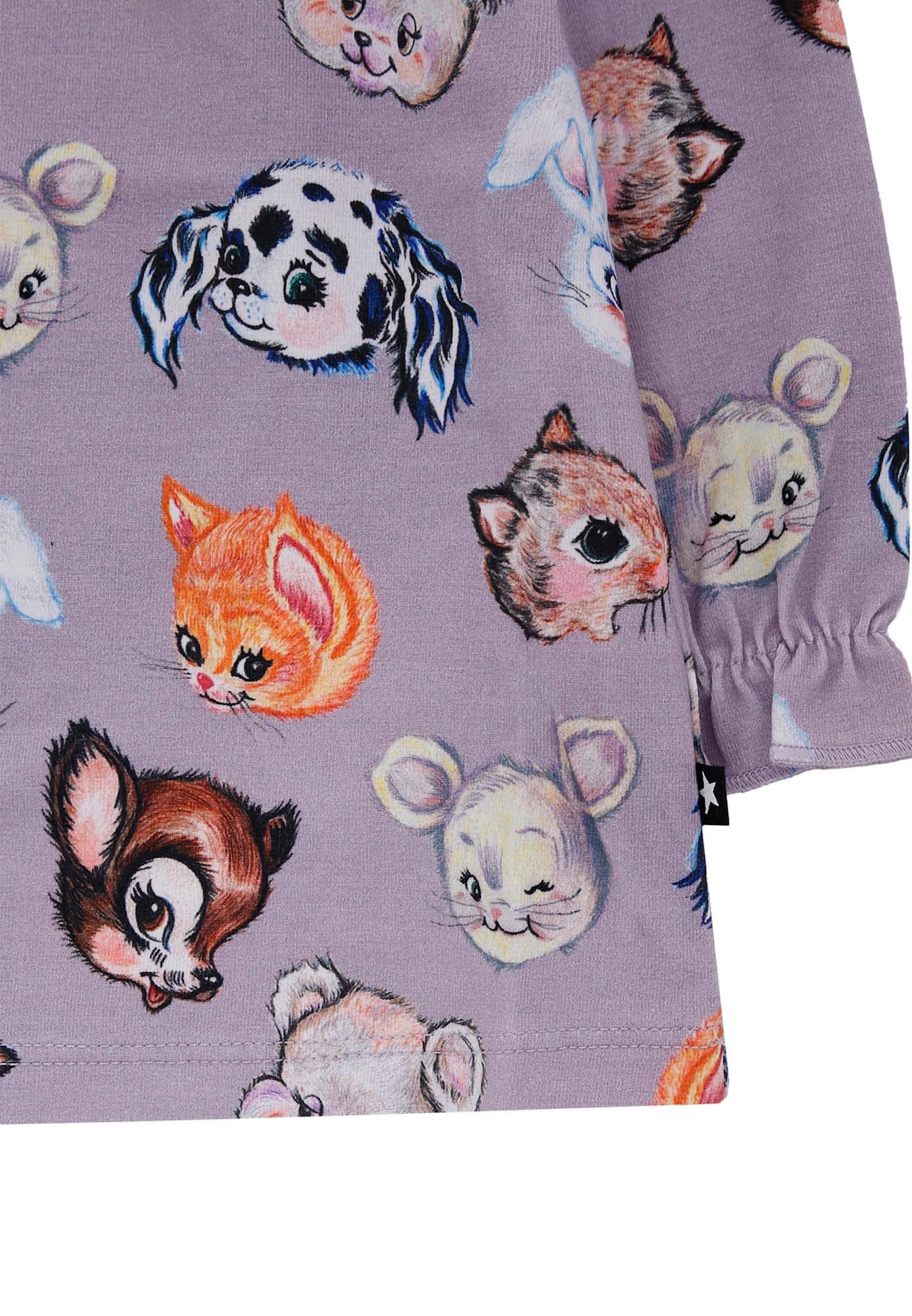 Molo Lilac T-shirt For Baby Girl With Animals In Purple