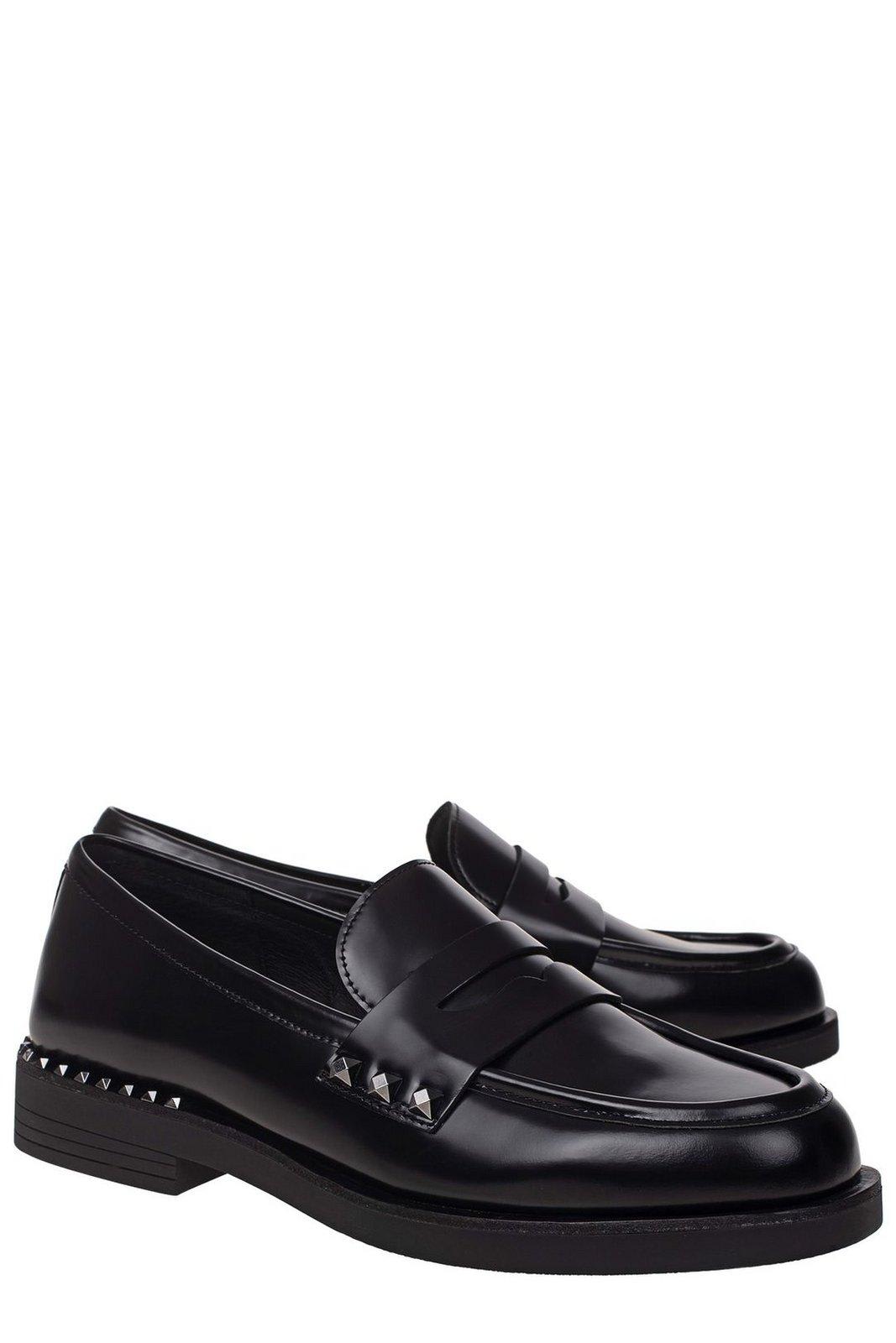 Ash Whisper Studded Round Toe Loafers In Nero