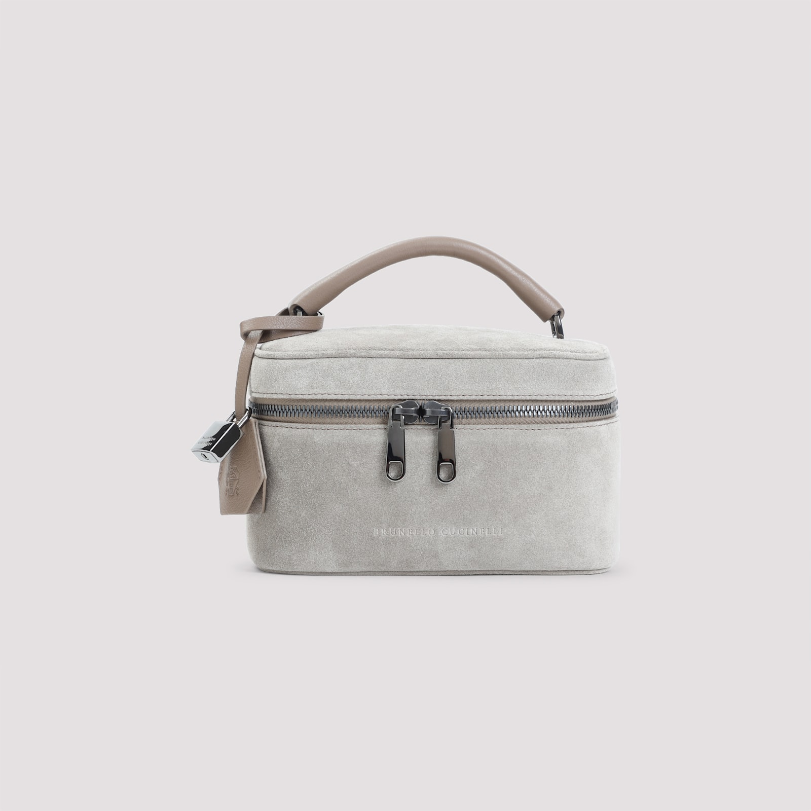 Brunello Cucinelli Suede Leather Pouch In White