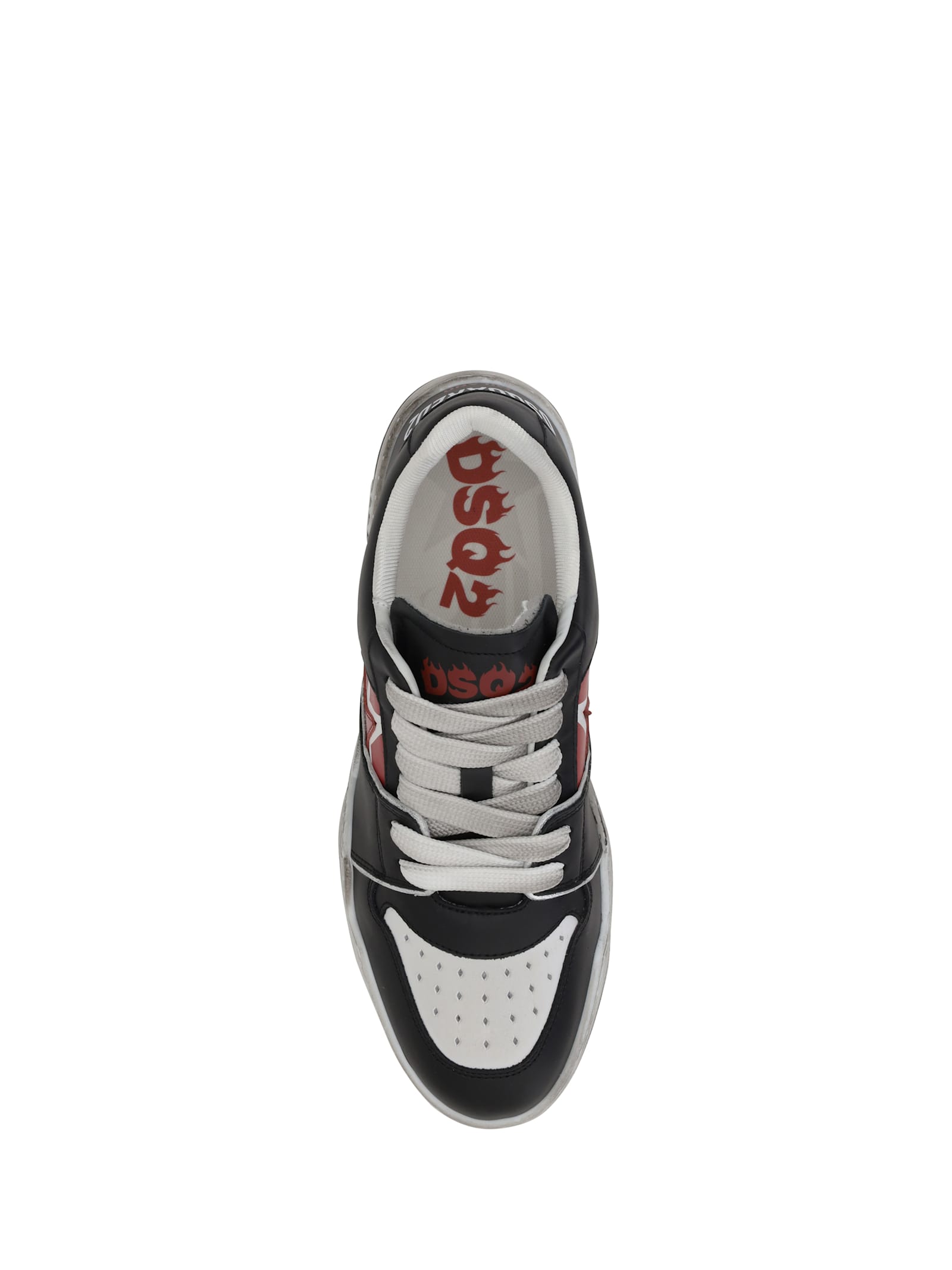 Dsquared2 Black Sneakers With Distressed Effect And Logo On The Heel In Leather Man In M536