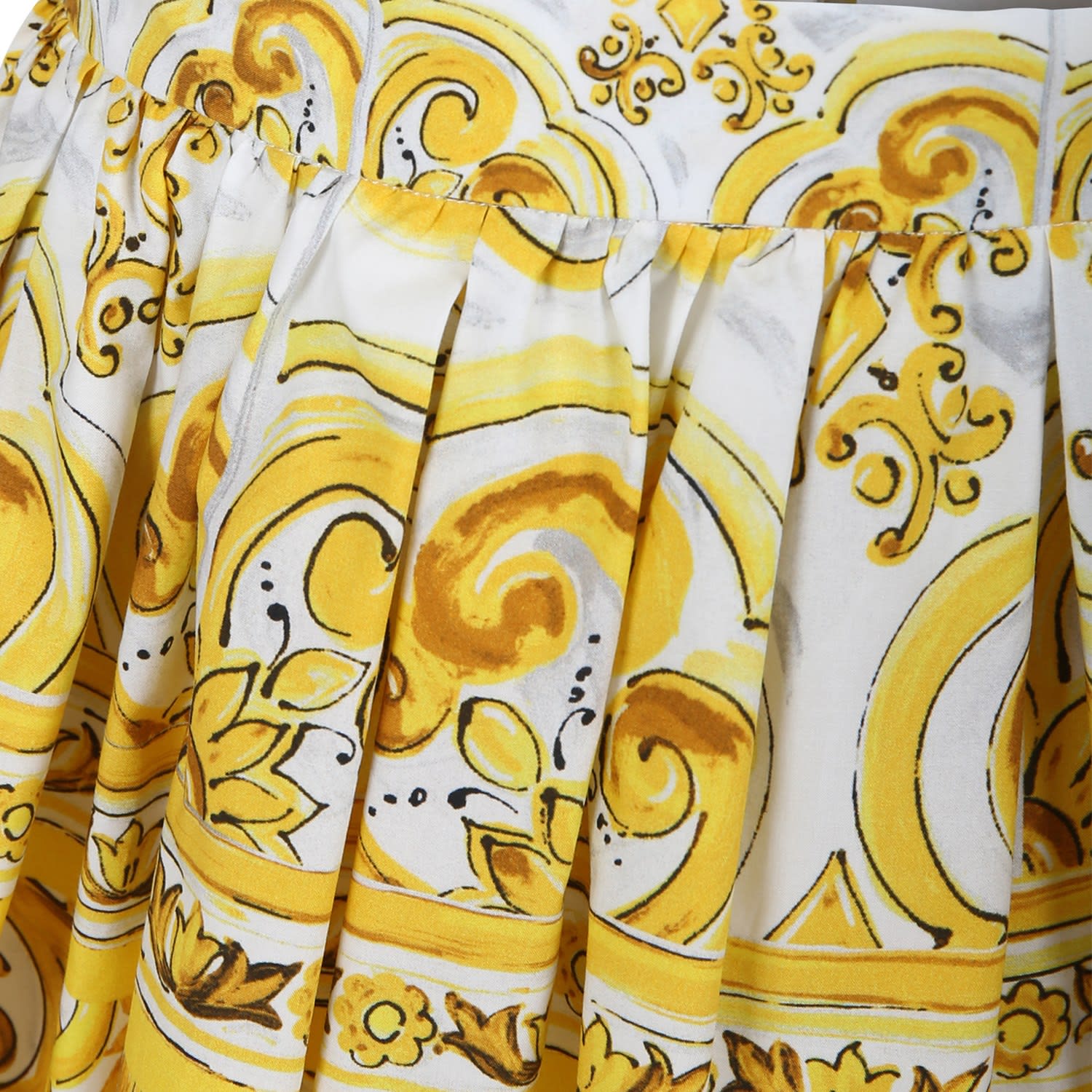 Shop Dolce & Gabbana Yellow Skirt For Girl With Yellow Majolica Print