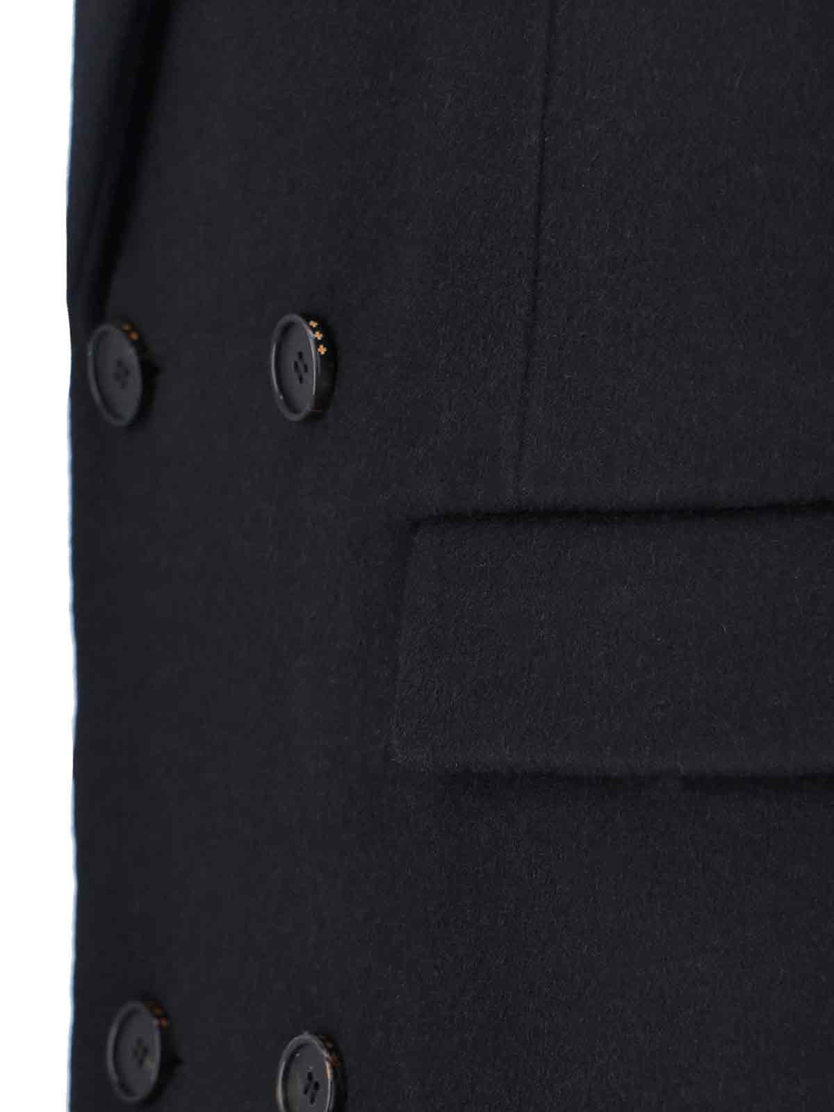 Tonywack Double-breasted Long Coat With Notch Lapel In Black