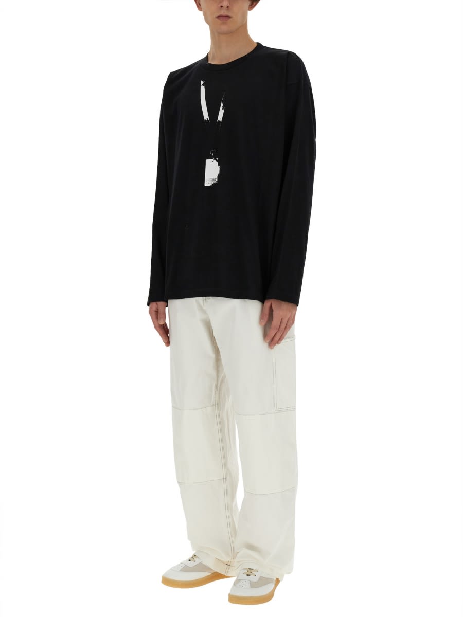 Shop Mm6 Maison Margiela Cotton Canvas Pants In White