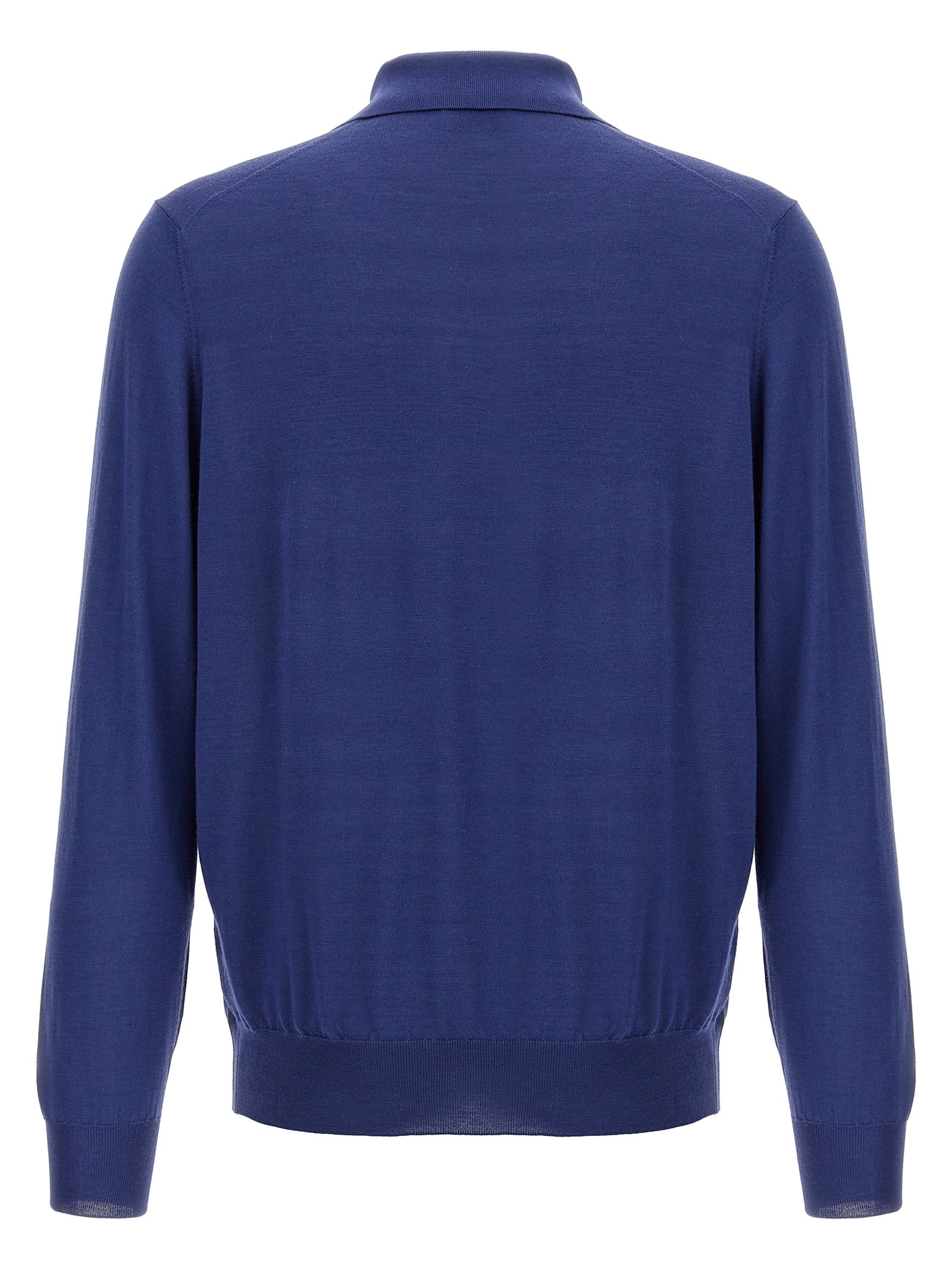 Shop Brunello Cucinelli Knitted Polo Shirt In Blue