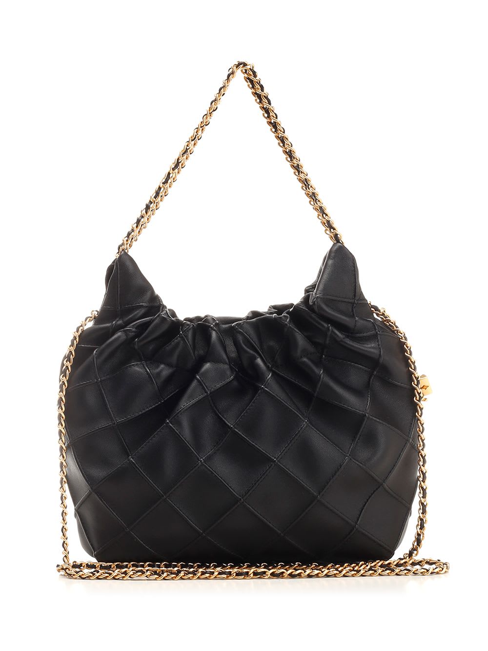 Tory Burch Mini Fleming Hobo Leather Shoulder Bag In Black