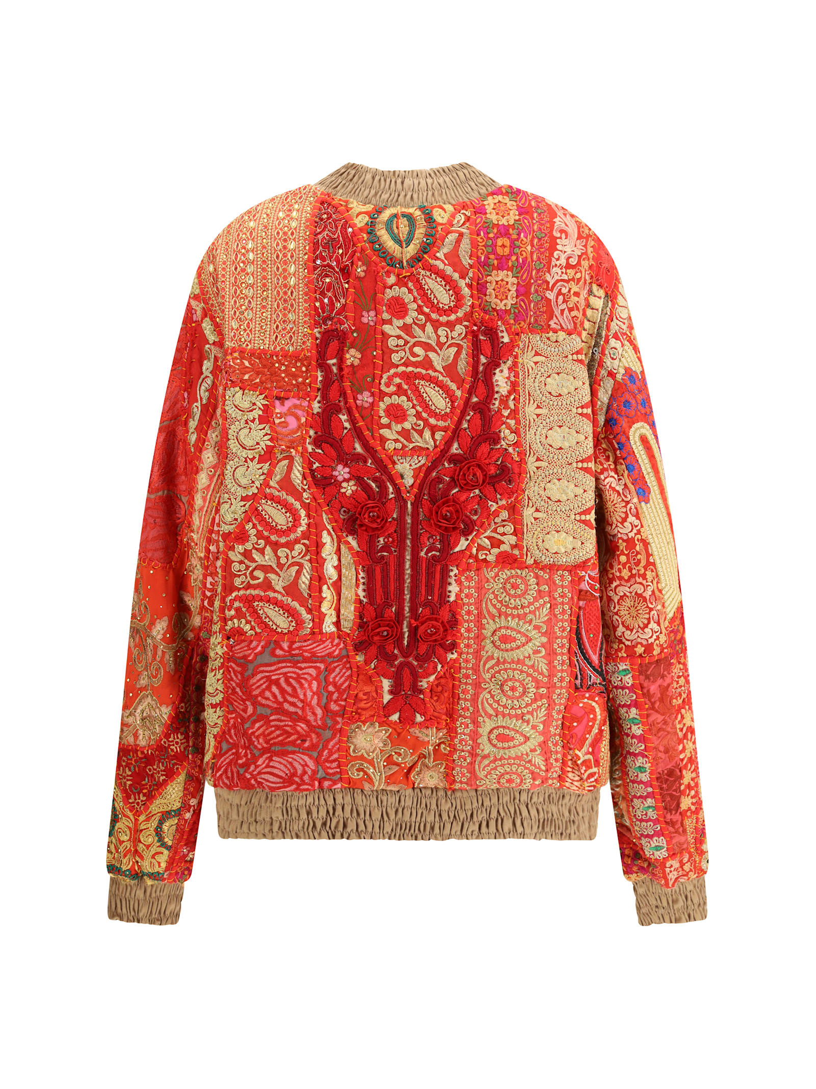 Ella Multicolor Cotton Bomber In Orange