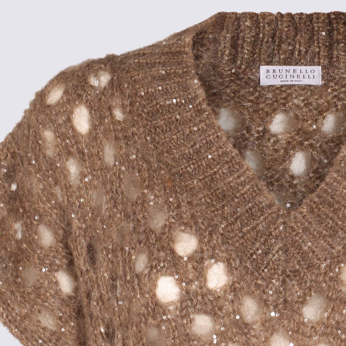 Brunello Cucinelli Brown Cotton Knitwear In Beige