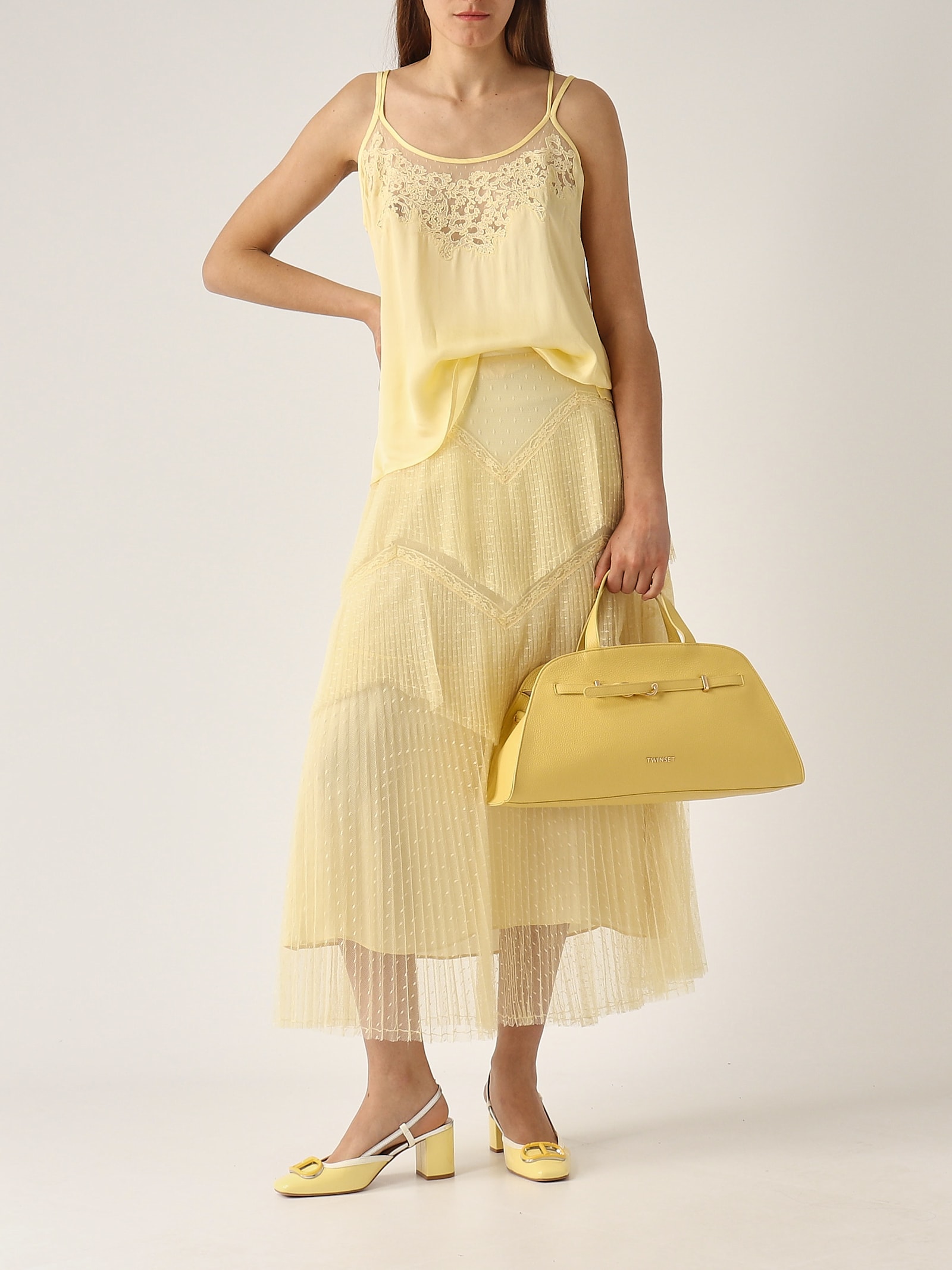 Twinset Midi Skirt In Vaniglia