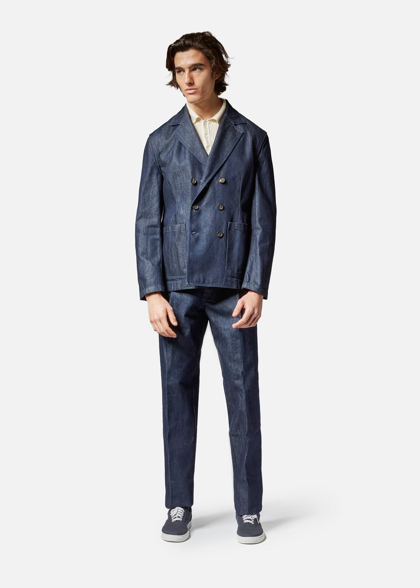 Doppiaa Aansonia Denim Double Breasted Blazer