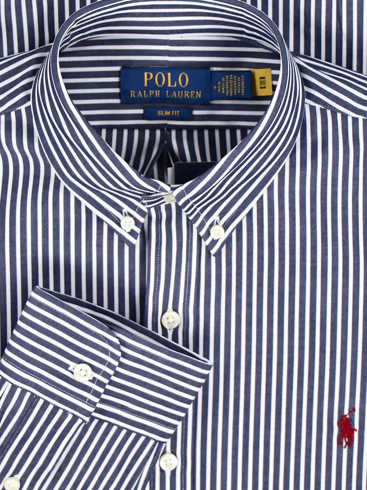 Polo Ralph Lauren Logo Striped Shirt In Blue