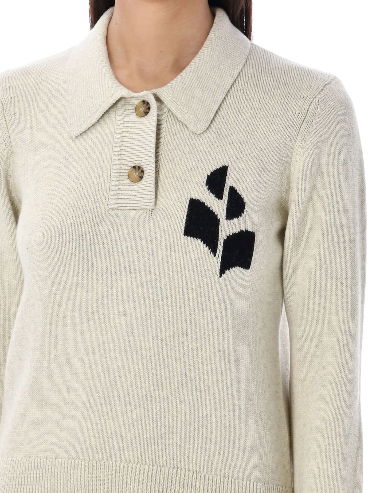 Isabel Marant Étoile Cotton And Wool Nola Polo Pullover In Light Grey