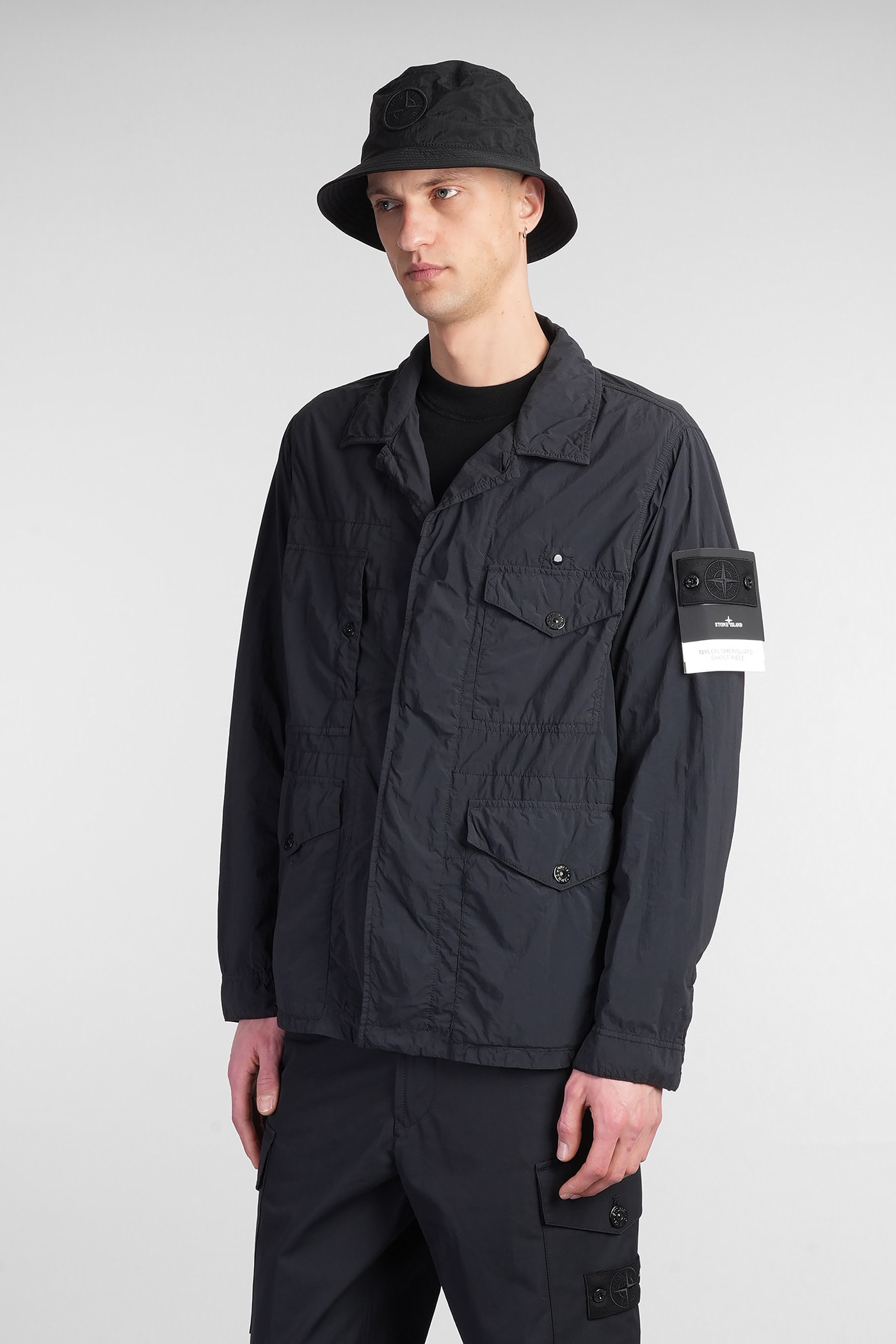 Stone Island Casual Jacket In Black Polyamide