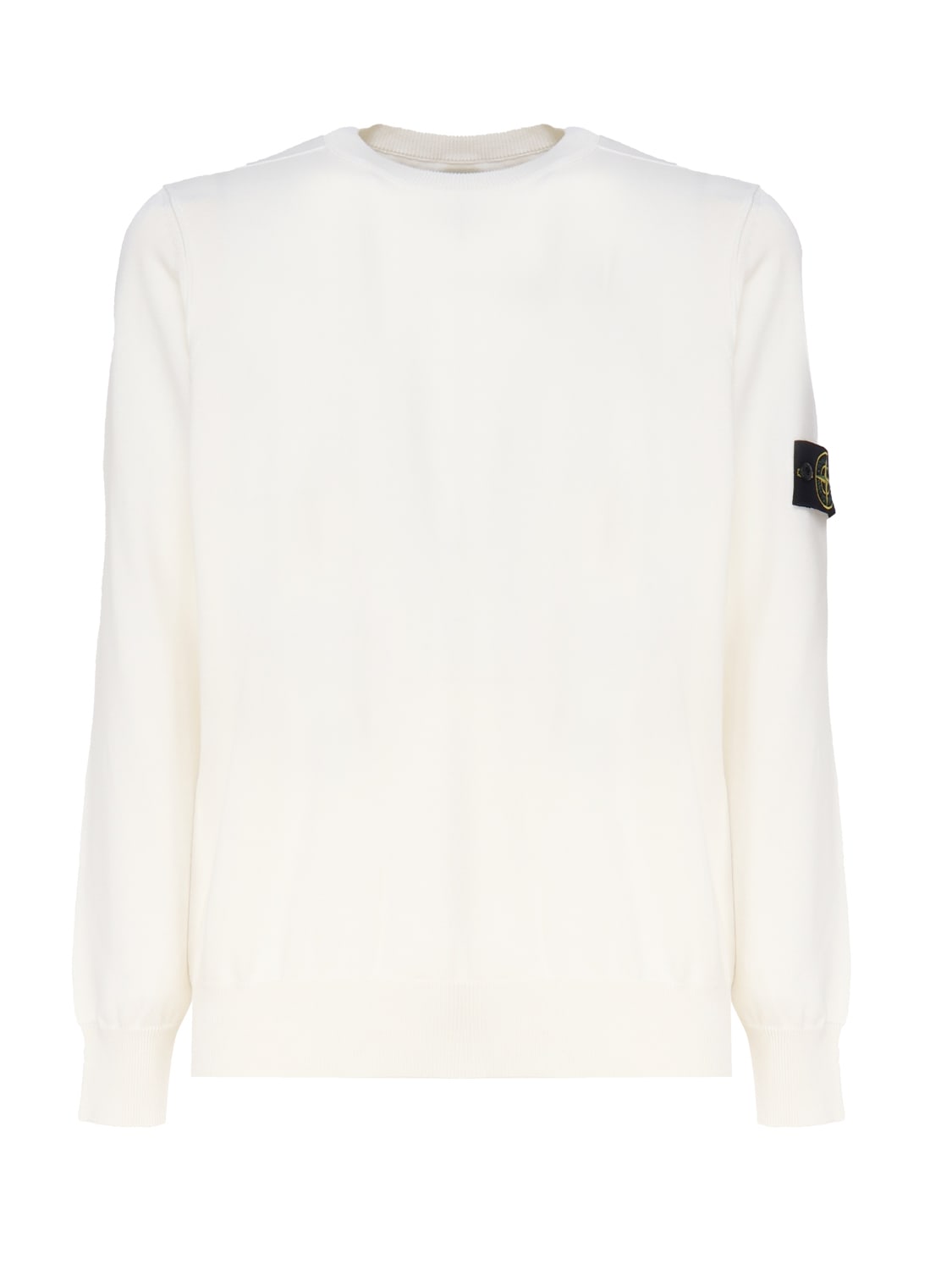 Shop Stone Island Cotton Logo Knit In White