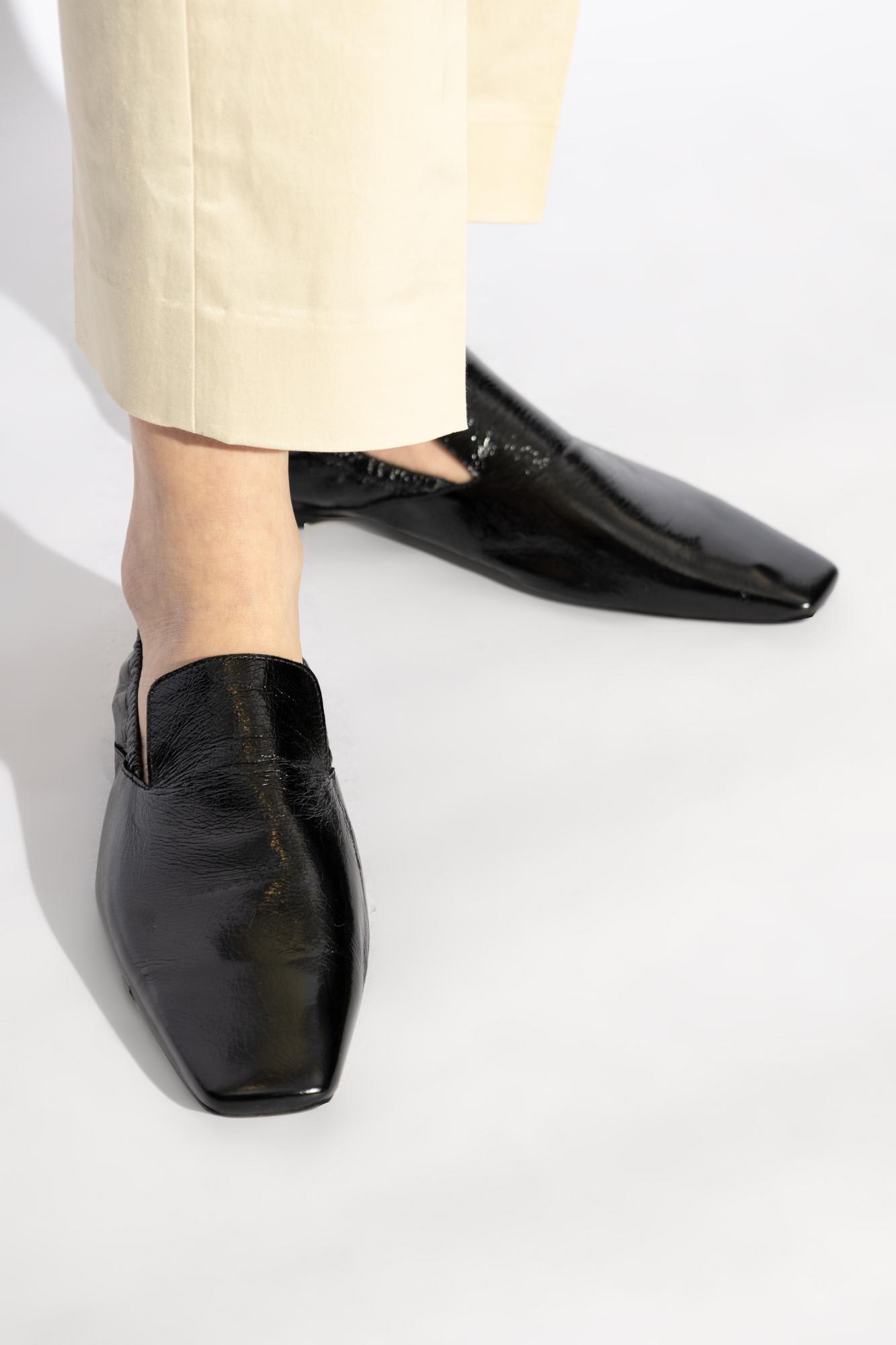 Totême Toteme Women Elastic Leather Loafers In Nero
