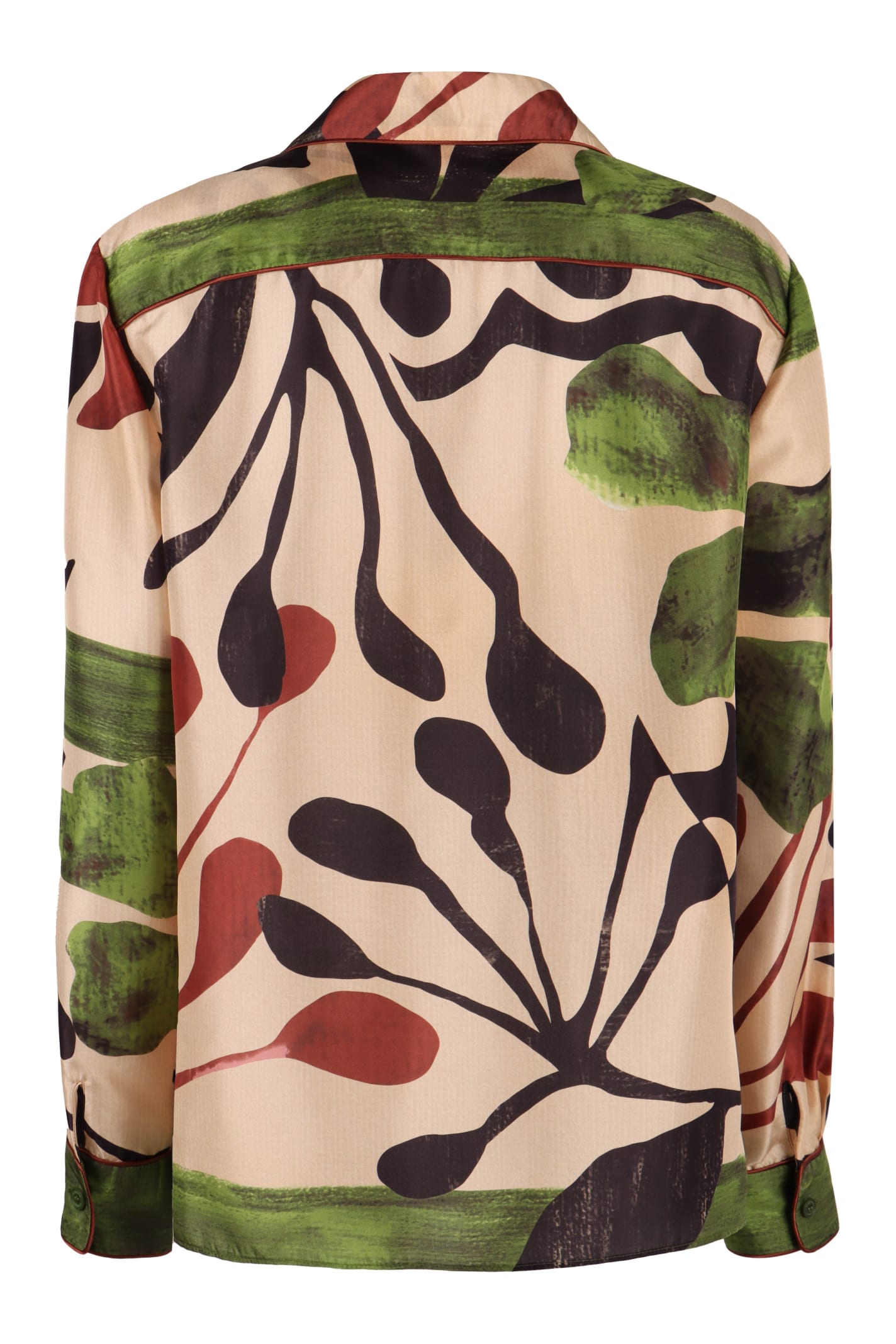 Shop Alberta Ferretti Printed Silk Shirt In Fantasia Verde